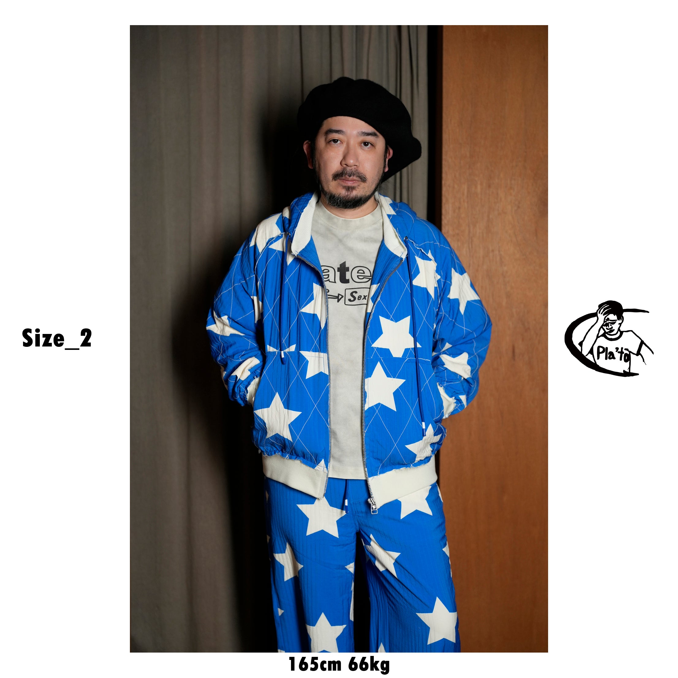 Pla25ssj10_Blue | Star zip-up jacket | Color:Blue【PLATEAU STUDIO_プラトー スタジオ】
