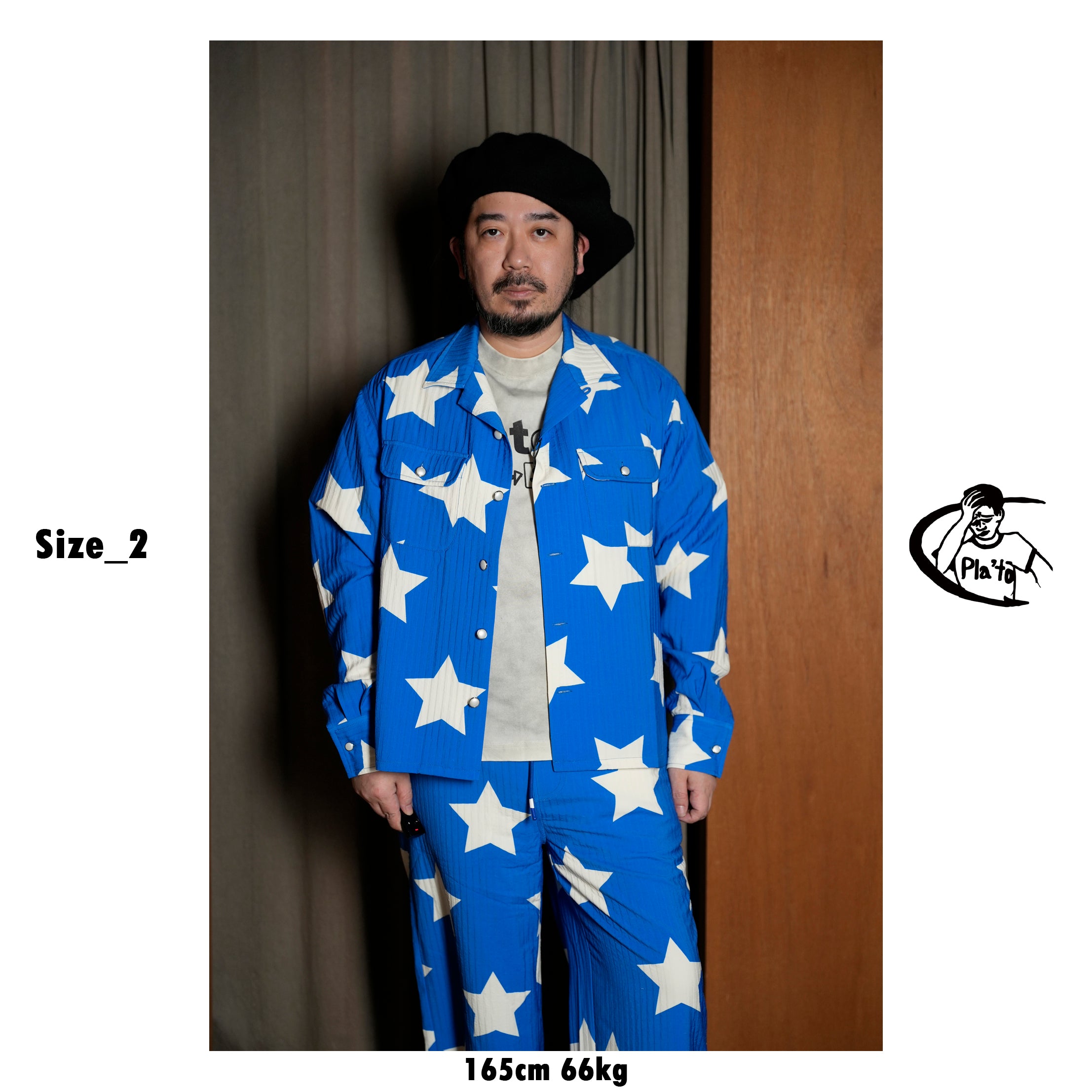 Pla25sst27_Blue | Star l/s shirt | Color:Blue【PLATEAU STUDIO_プラトー スタジオ】【archive】