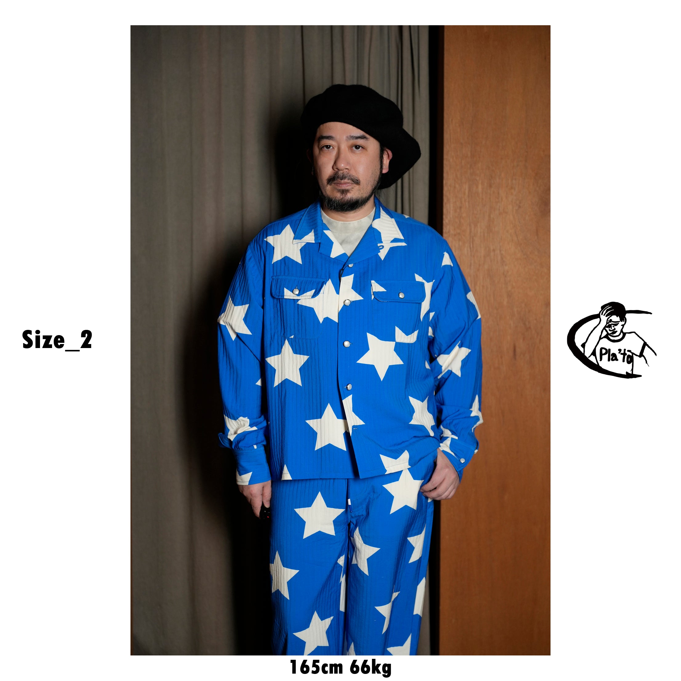 Pla25sst27_Blue | Star l/s shirt | Color:Blue【PLATEAU STUDIO_プラトー スタジオ】【archive】