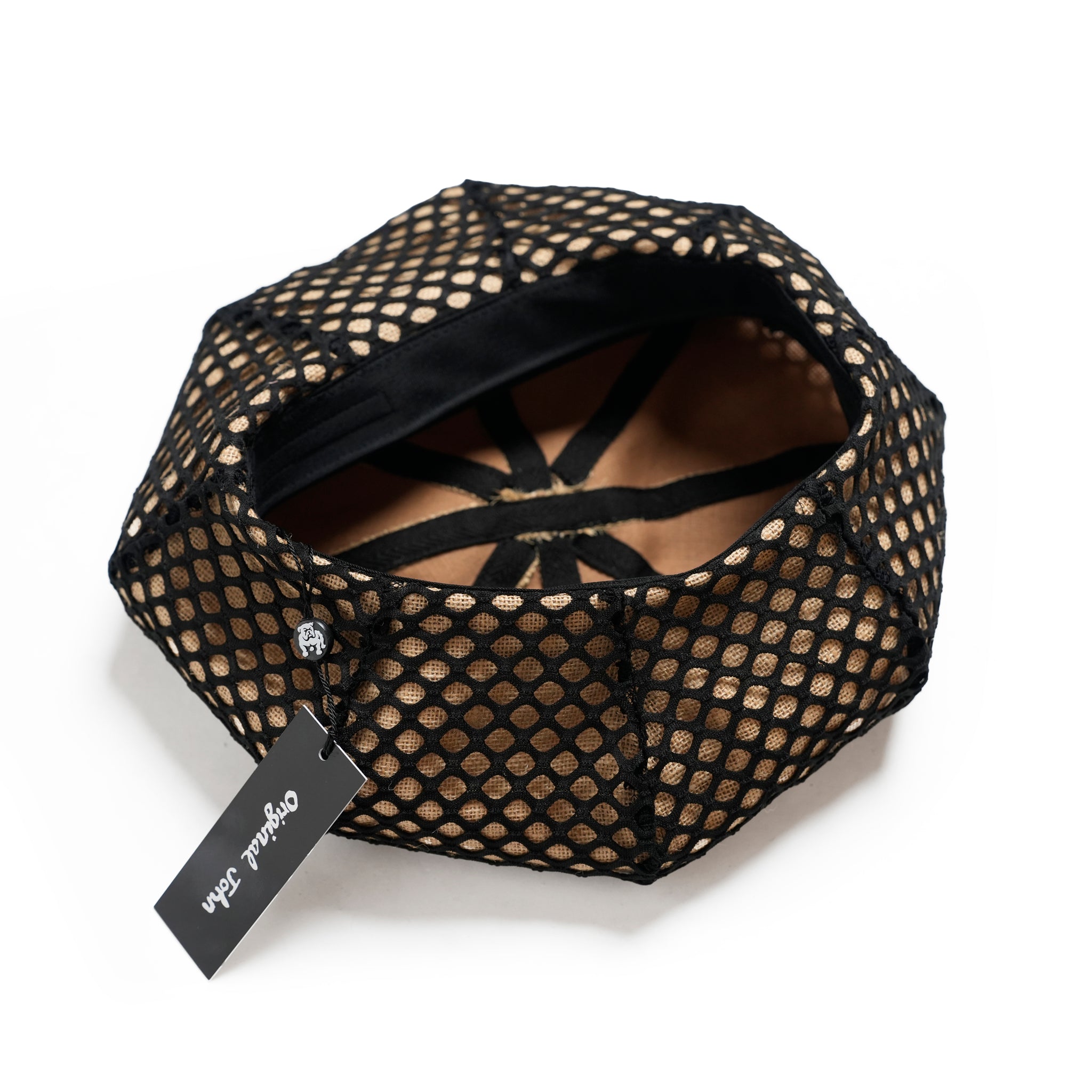 COVERED JUTE 8 PANELS BIG BERET | Color_Natural-Black | No_25-2-HT8BB02【ORIGINAL JOHN_オリジナルジョン】