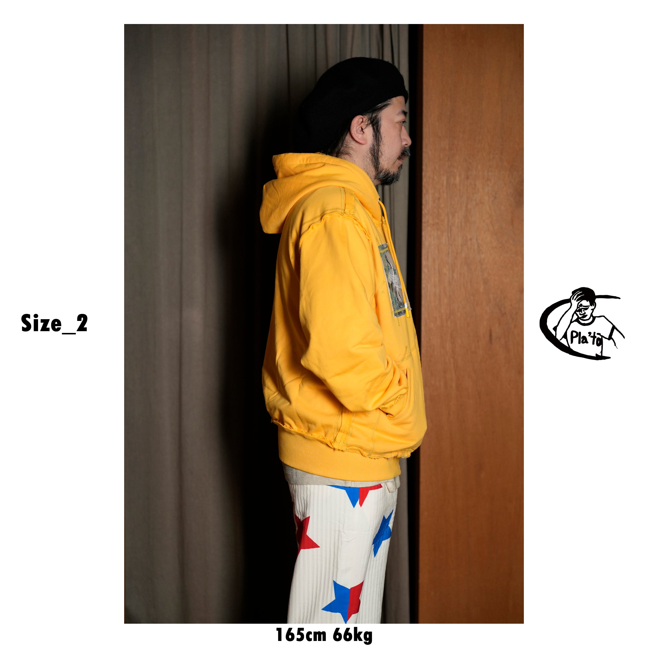Pla25ssj17_Yellow | Stamp zip-up | Color:Yellow【PLATEAU STUDIO_プラトー スタジオ】