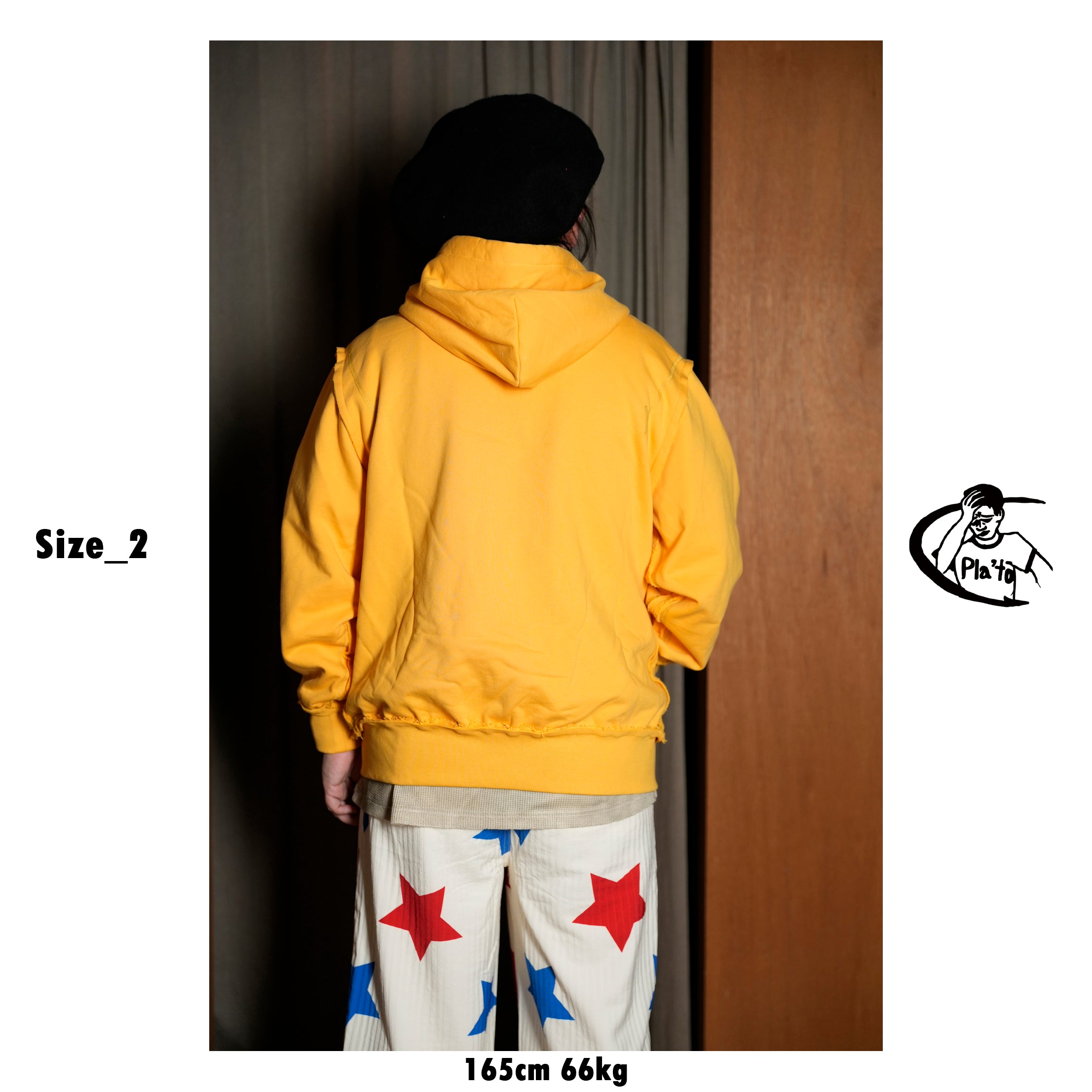 Pla25ssj17_Yellow | Stamp zip-up | Color:Yellow【PLATEAU STUDIO_プラトー スタジオ】