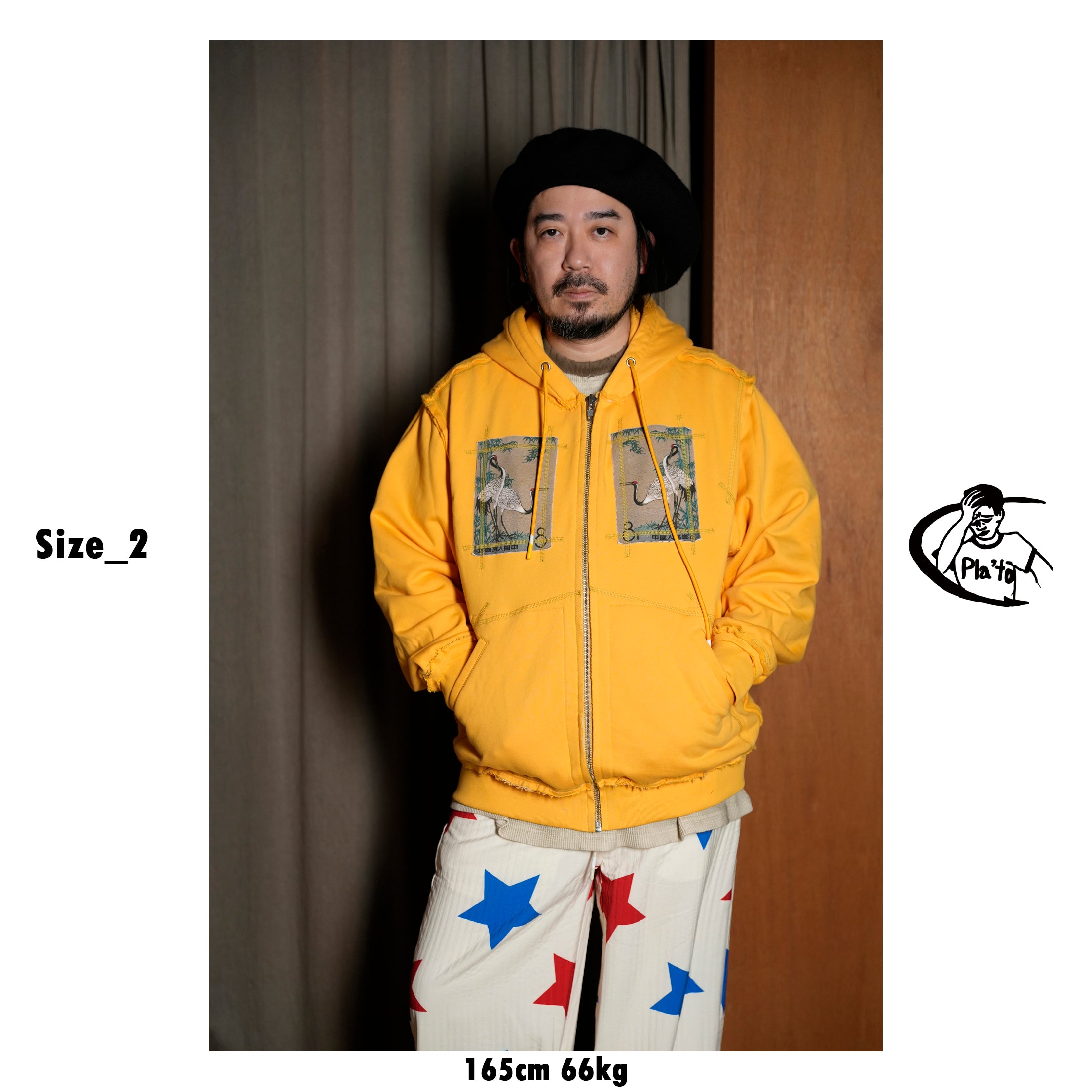 Pla25ssj17_Yellow | Stamp zip-up | Color:Yellow【PLATEAU STUDIO_プラトー スタジオ】