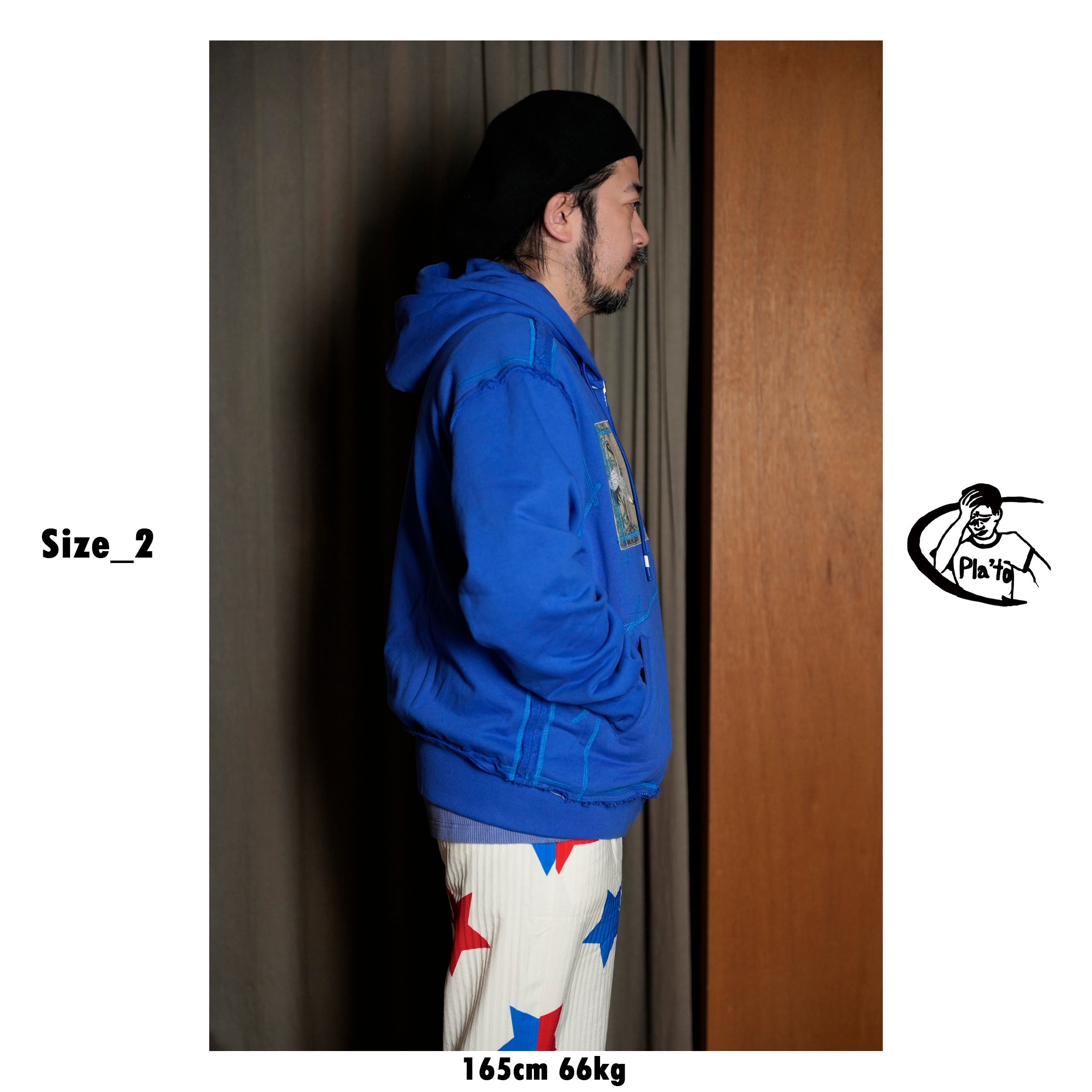 Pla25ssj16_Blue | Stamp zip-up | Color:Blue【PLATEAU STUDIO_プラトー スタジオ】【archive】
