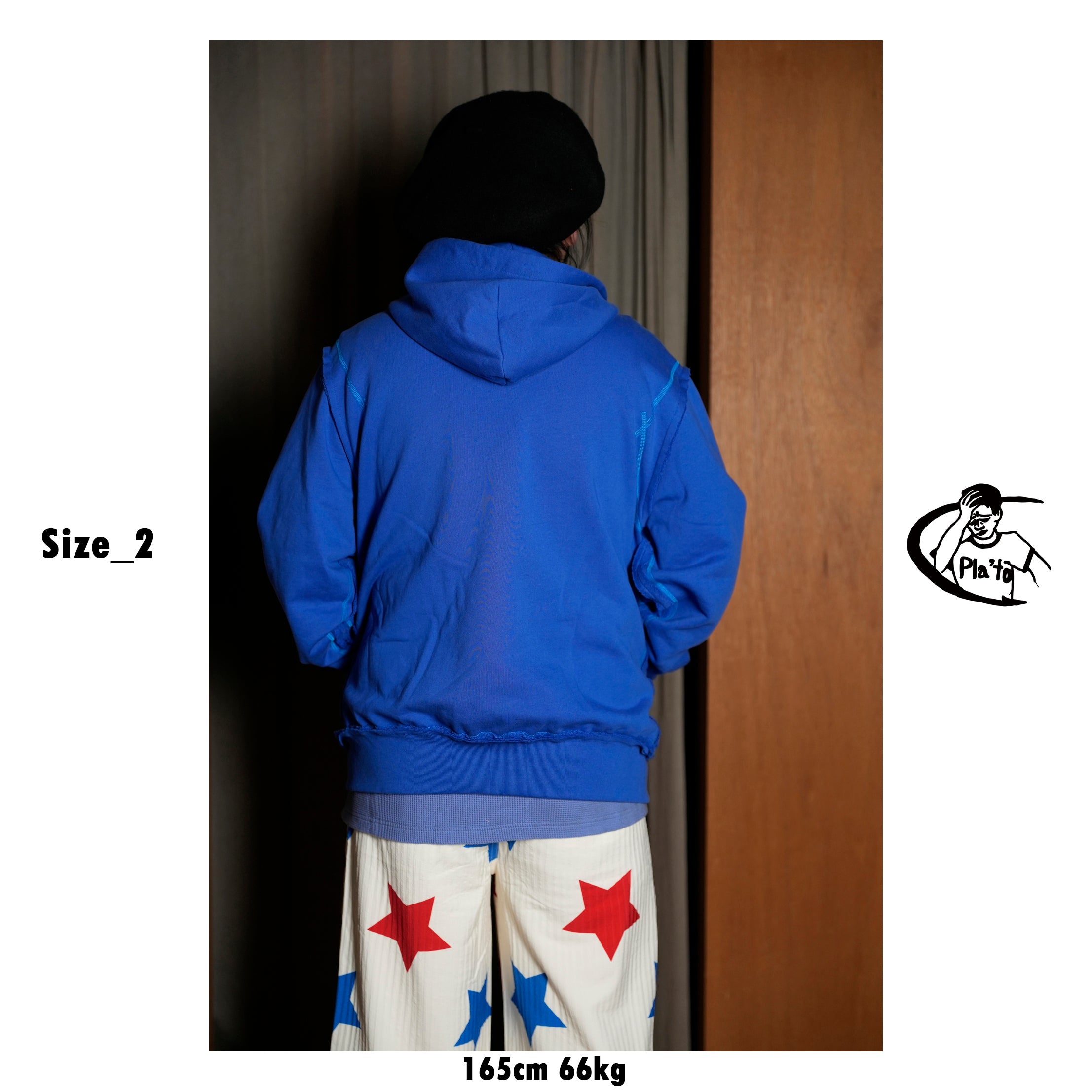 Pla25ssj16_Blue | Stamp zip-up | Color:Blue【PLATEAU STUDIO_プラトー スタジオ】【archive】