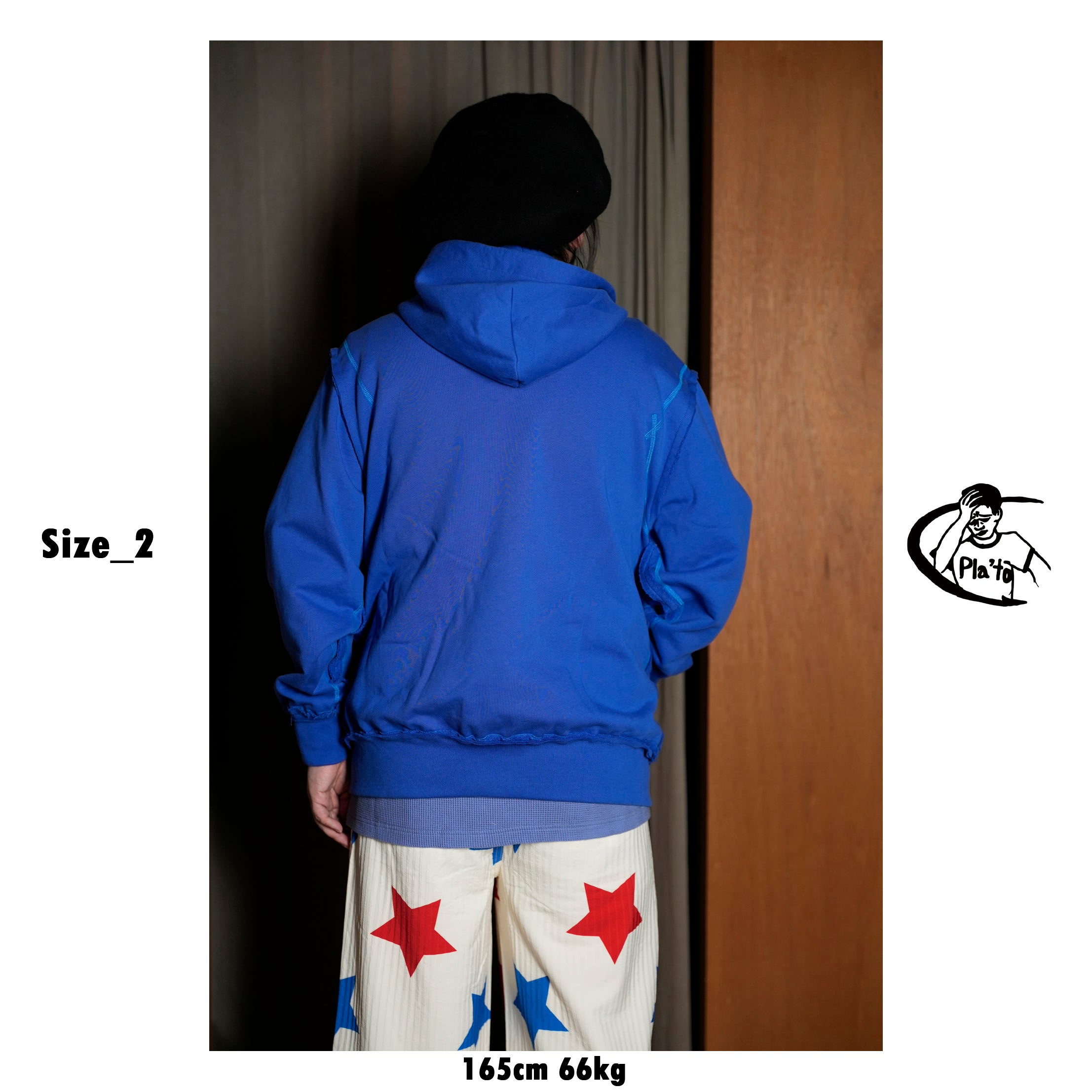 Pla25ssj16_Blue | Stamp zip-up | Color:Blue【PLATEAU STUDIO_プラトー スタジオ】【archive】