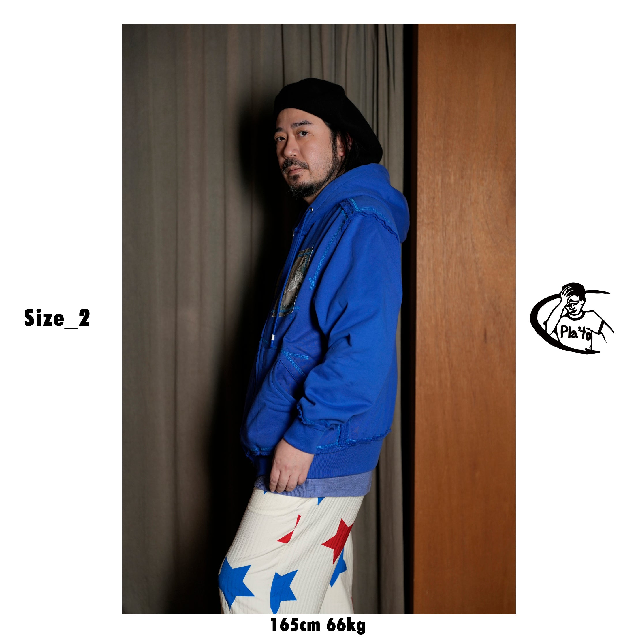 Pla25ssj16_Blue | Stamp zip-up | Color:Blue【PLATEAU STUDIO_プラトー スタジオ】【archive】