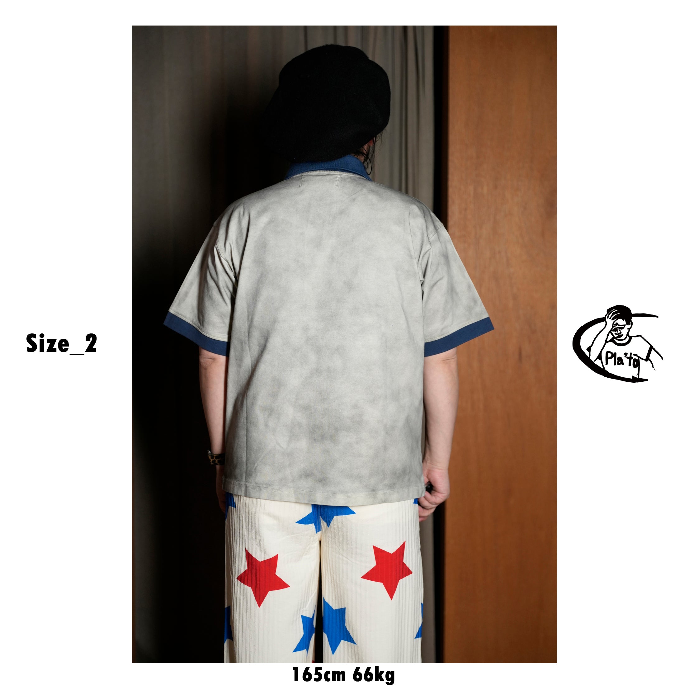 Pla25sst07_Navy/Beige | Half zip polo | Color:Navy / Beige【PLATEAU STUDIO_プラトー スタジオ】