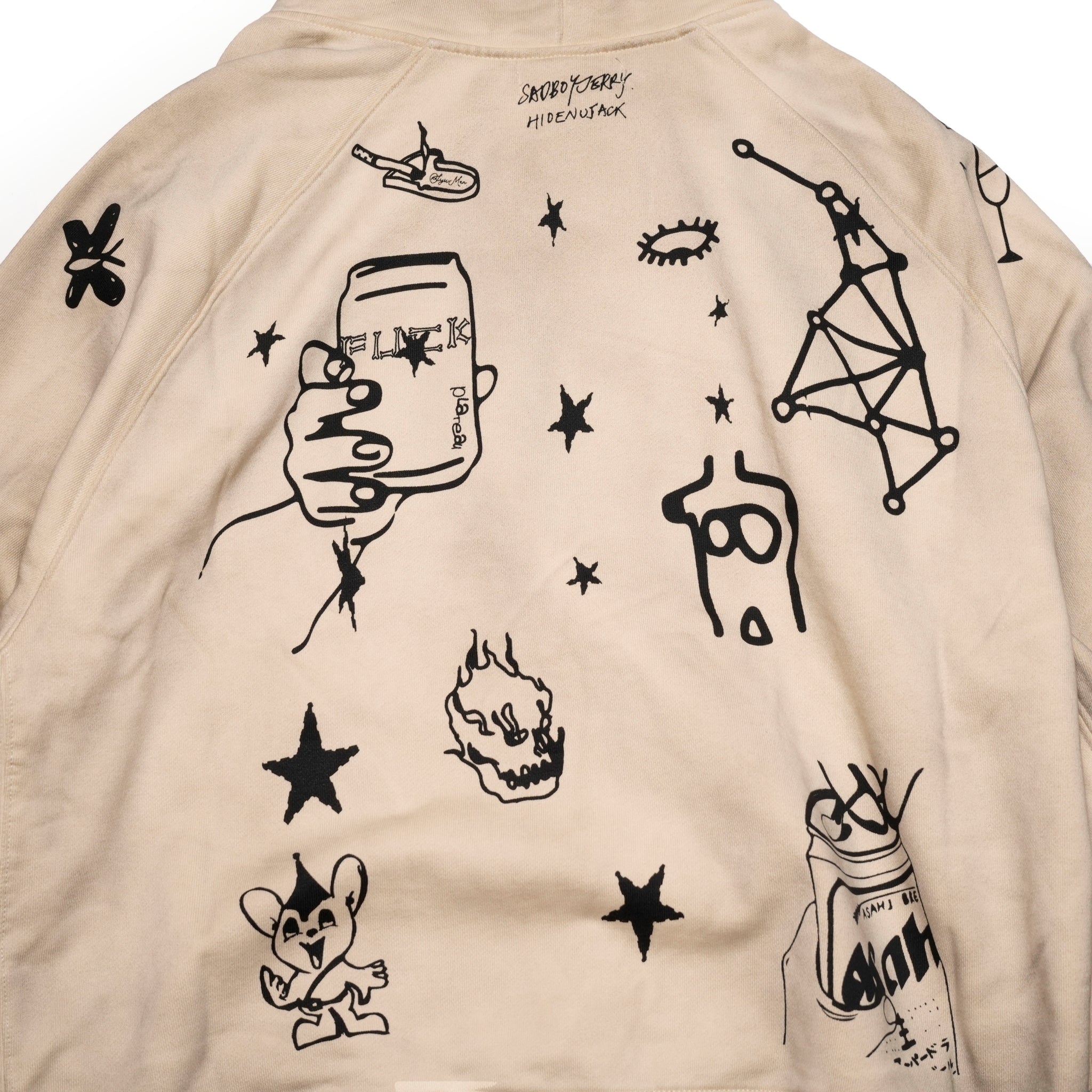 Pla24awcol2-2_dirty beige | x SYU.Man illustrator hoodie | Color:Dirty Beige【PLATEAU STUDIO_プラトー スタジオ】【archive】