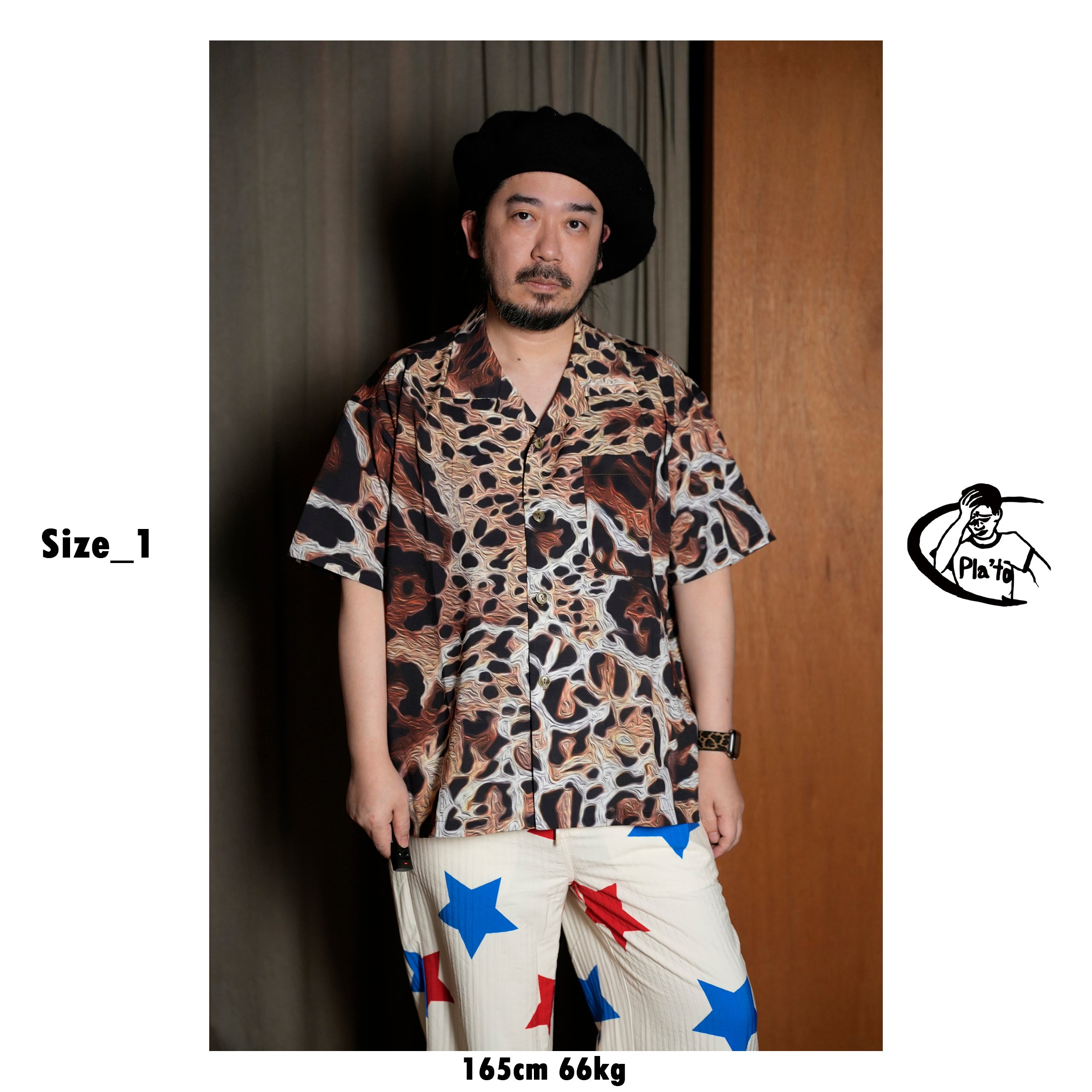 Pla25sst03_Print | Leopard printed shirt | Color:Print【PLATEAU STUDIO_プラトー スタジオ】