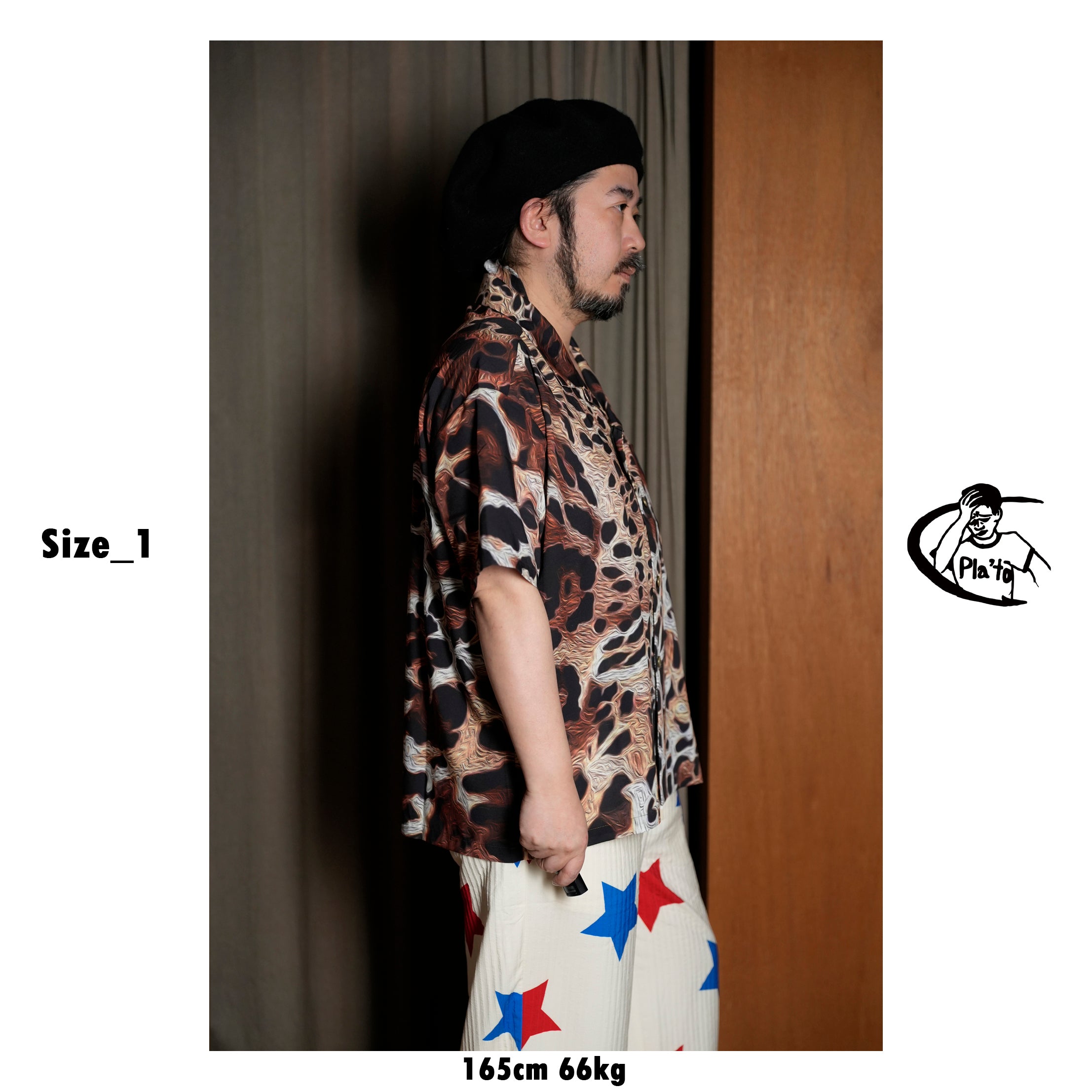 Pla25sst03_Print | Leopard printed shirt | Color:Print【PLATEAU STUDIO_プラトー スタジオ】