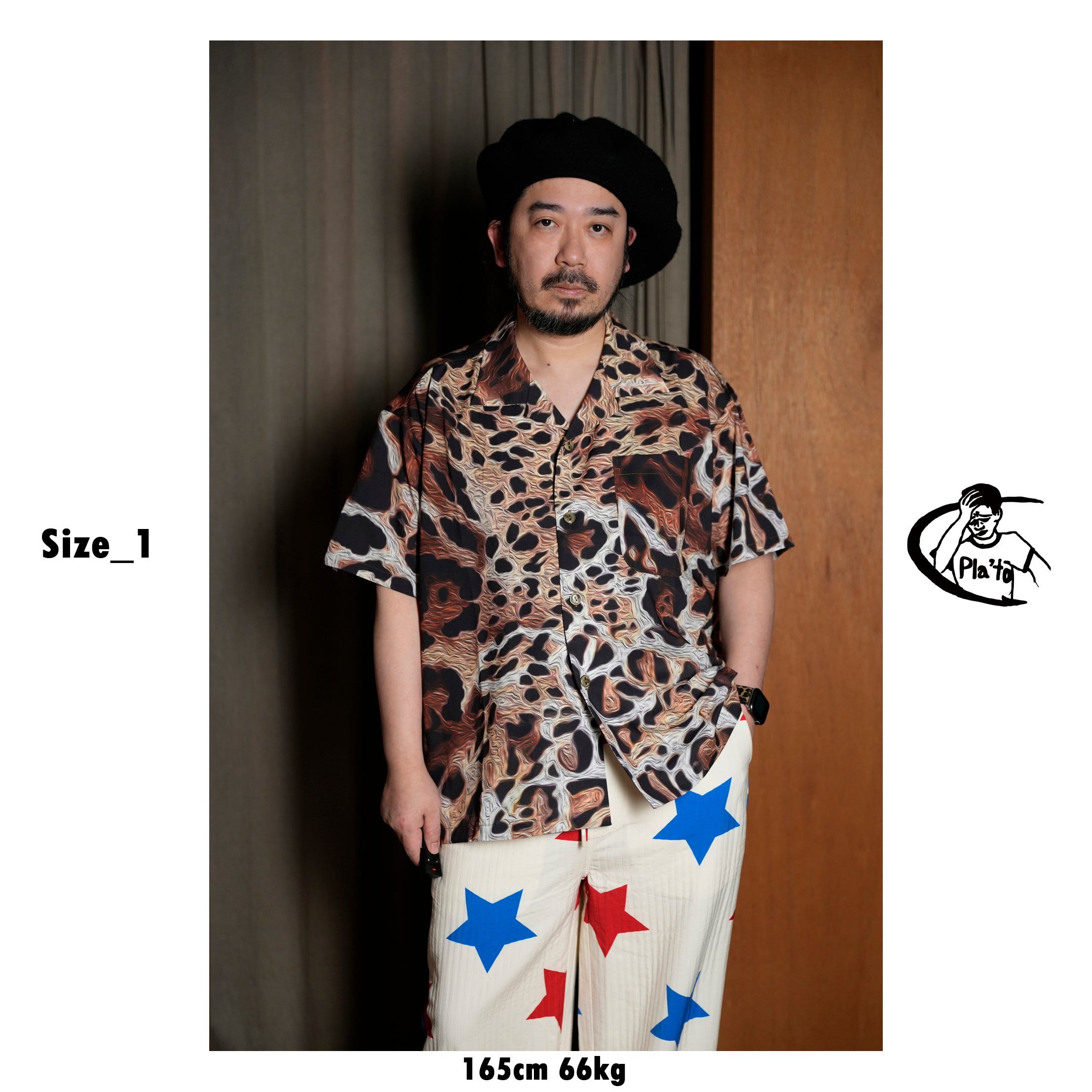 Pla25sst03_Print | Leopard printed shirt | Color:Print【PLATEAU STUDIO_プラトー スタジオ】