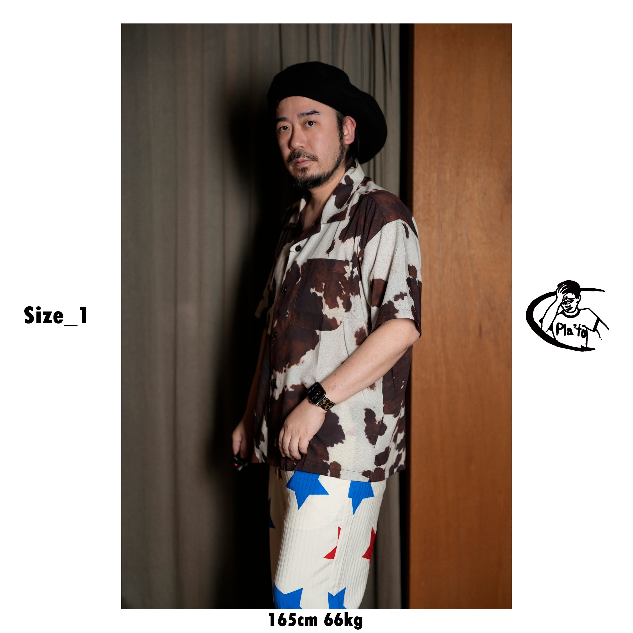 Pla25sst04_Print | Cowhide printed shirt | Color:Print【PLATEAU STUDIO_プラトー スタジオ】【archive】