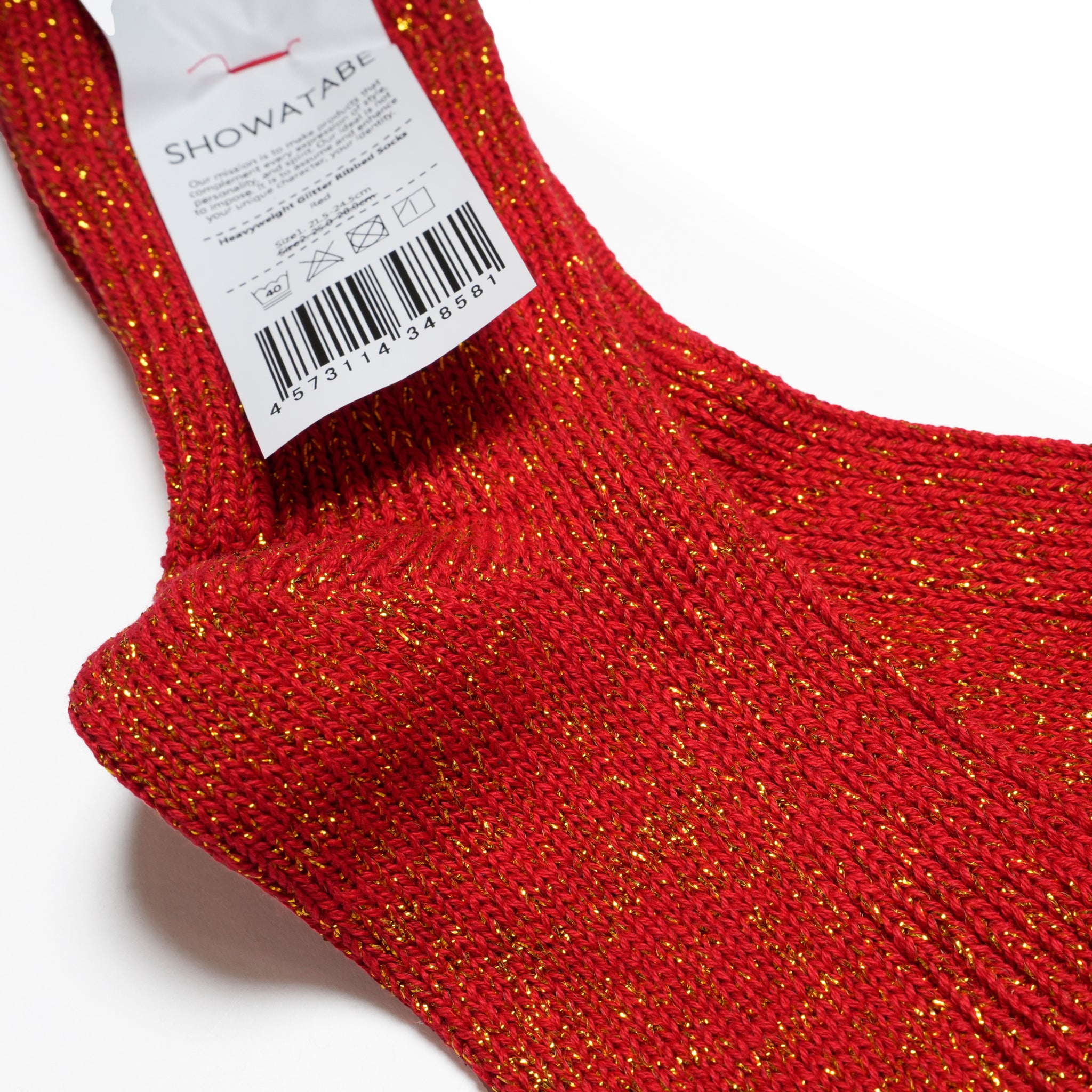 Heavyweight Glitter Ribbed Socks | Color:Red/Black SW-24【DECKA QUALITY SOCKS_デカクオリティソックス】【SHOWATABÉ】【ネコポス選択可能】