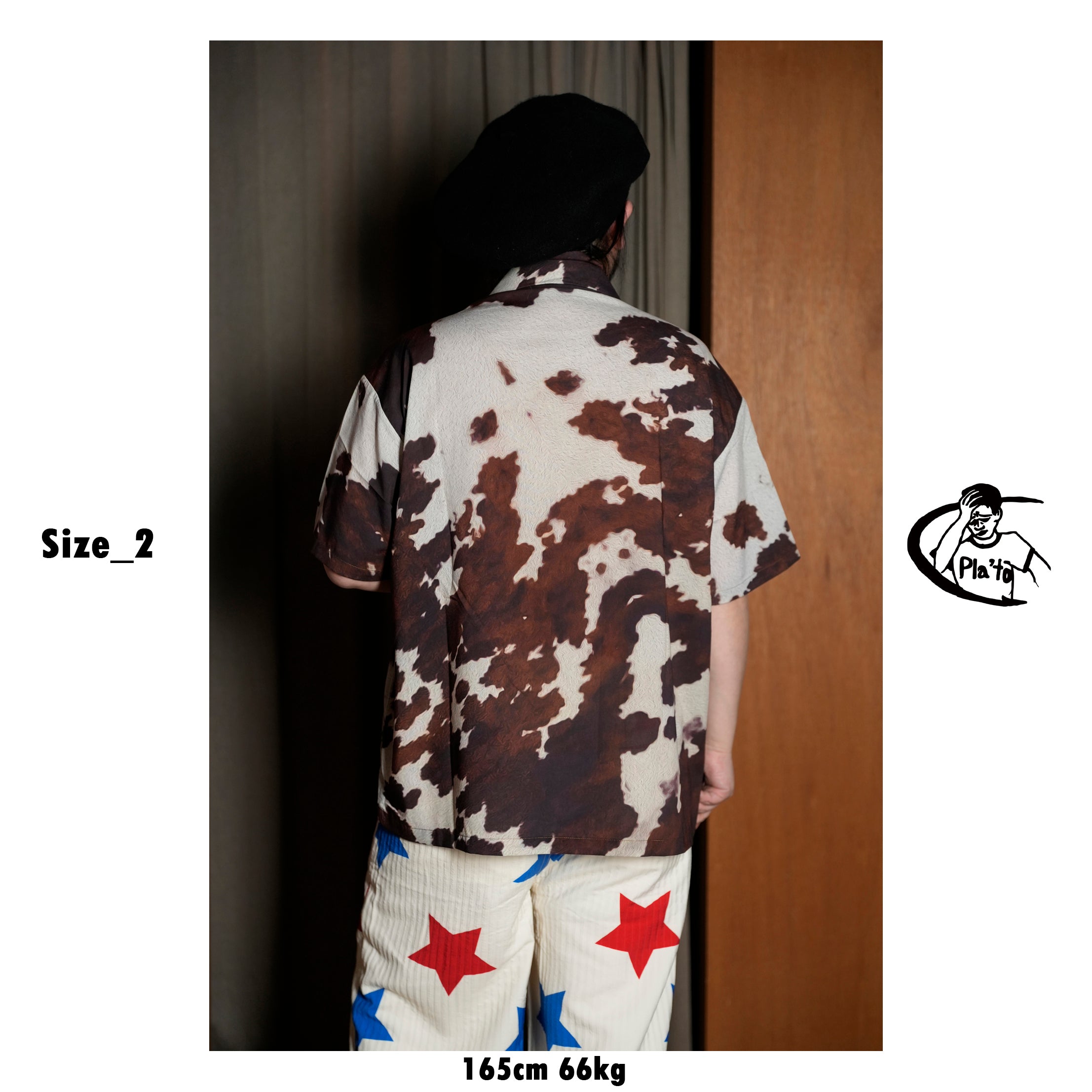 Pla25sst04_Print | Cowhide printed shirt | Color:Print【PLATEAU STUDIO_プラトー スタジオ】【archive】