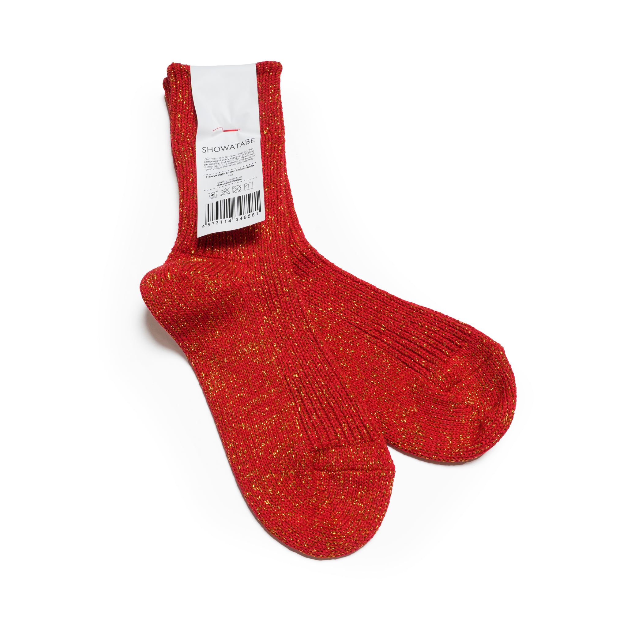 Heavyweight Glitter Ribbed Socks | Color:Red/Black SW-24【DECKA QUALITY SOCKS_デカクオリティソックス】【SHOWATABÉ】【ネコポス選択可能】