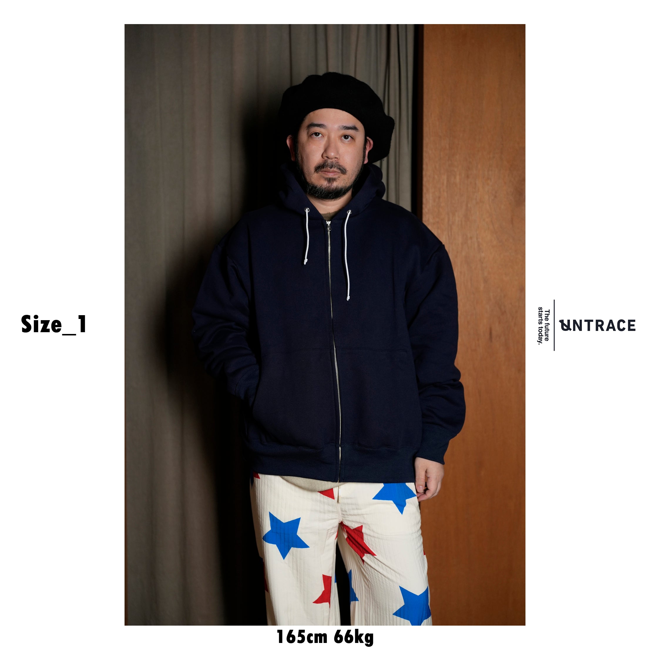 _173_Dark Navy | ジップフーディー | Color:Dark Navy【UNTRACE_アントレース】