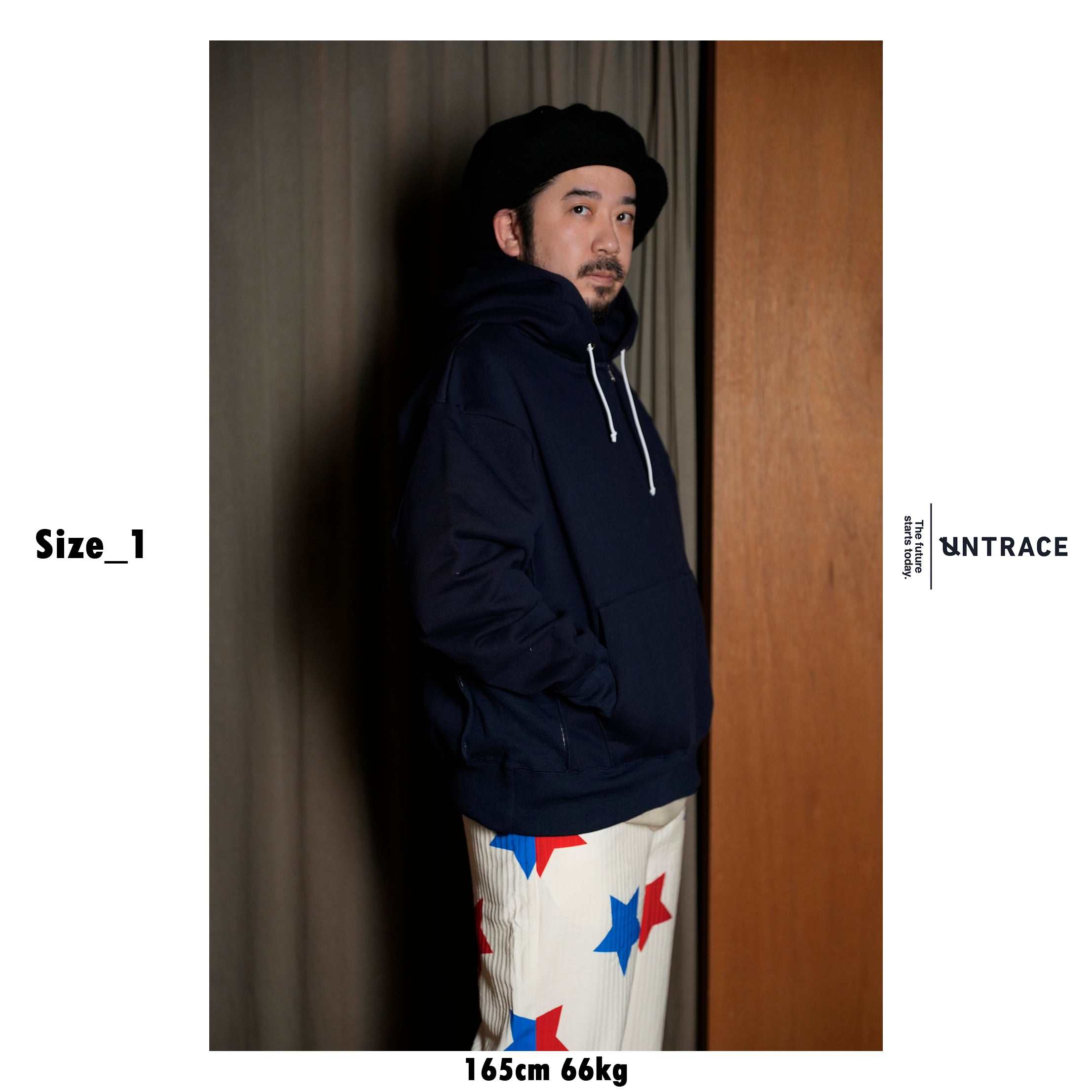 _173_Dark Navy | ジップフーディー | Color:Dark Navy【UNTRACE_アントレース】