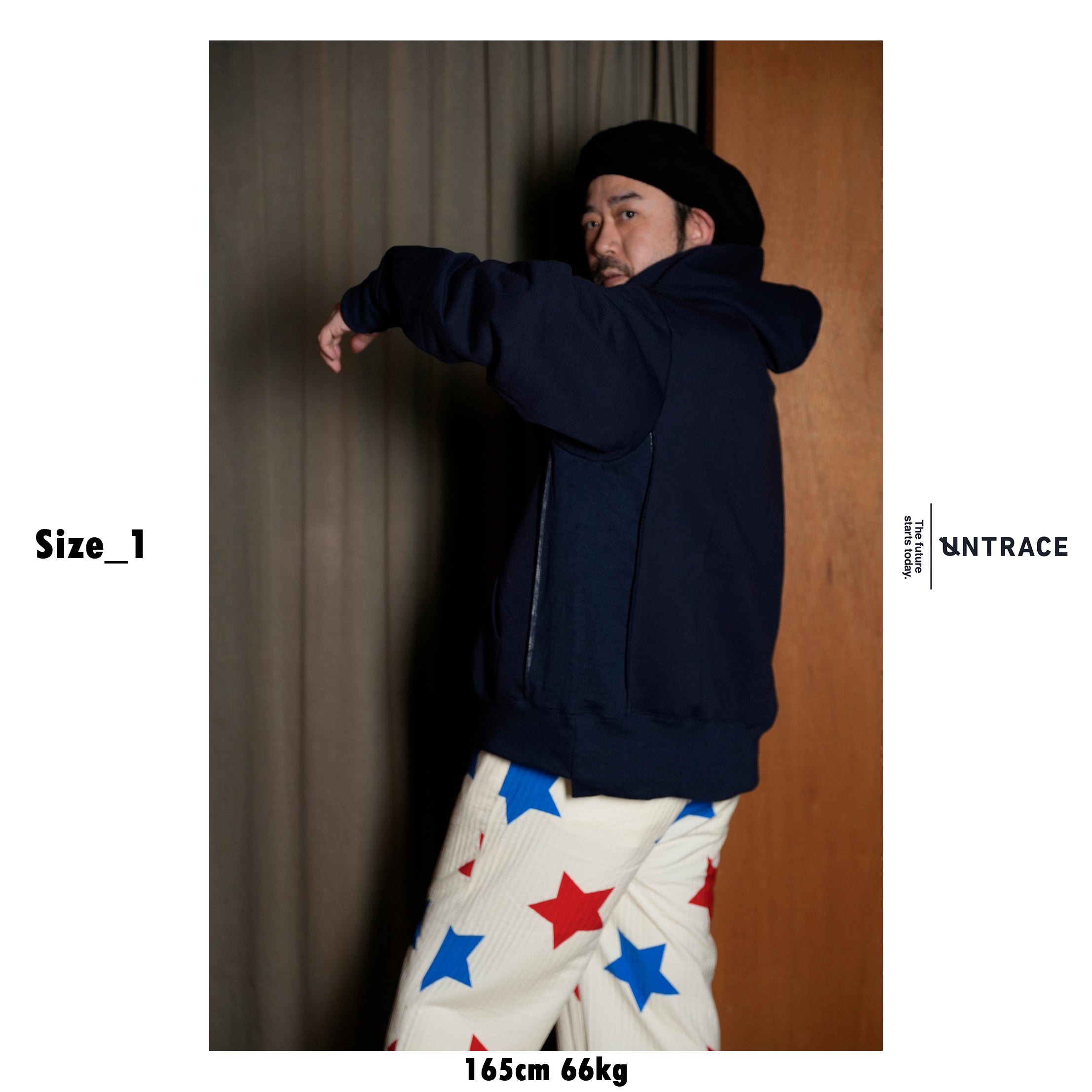 _173_Dark Navy | ジップフーディー | Color:Dark Navy【UNTRACE_アントレース】
