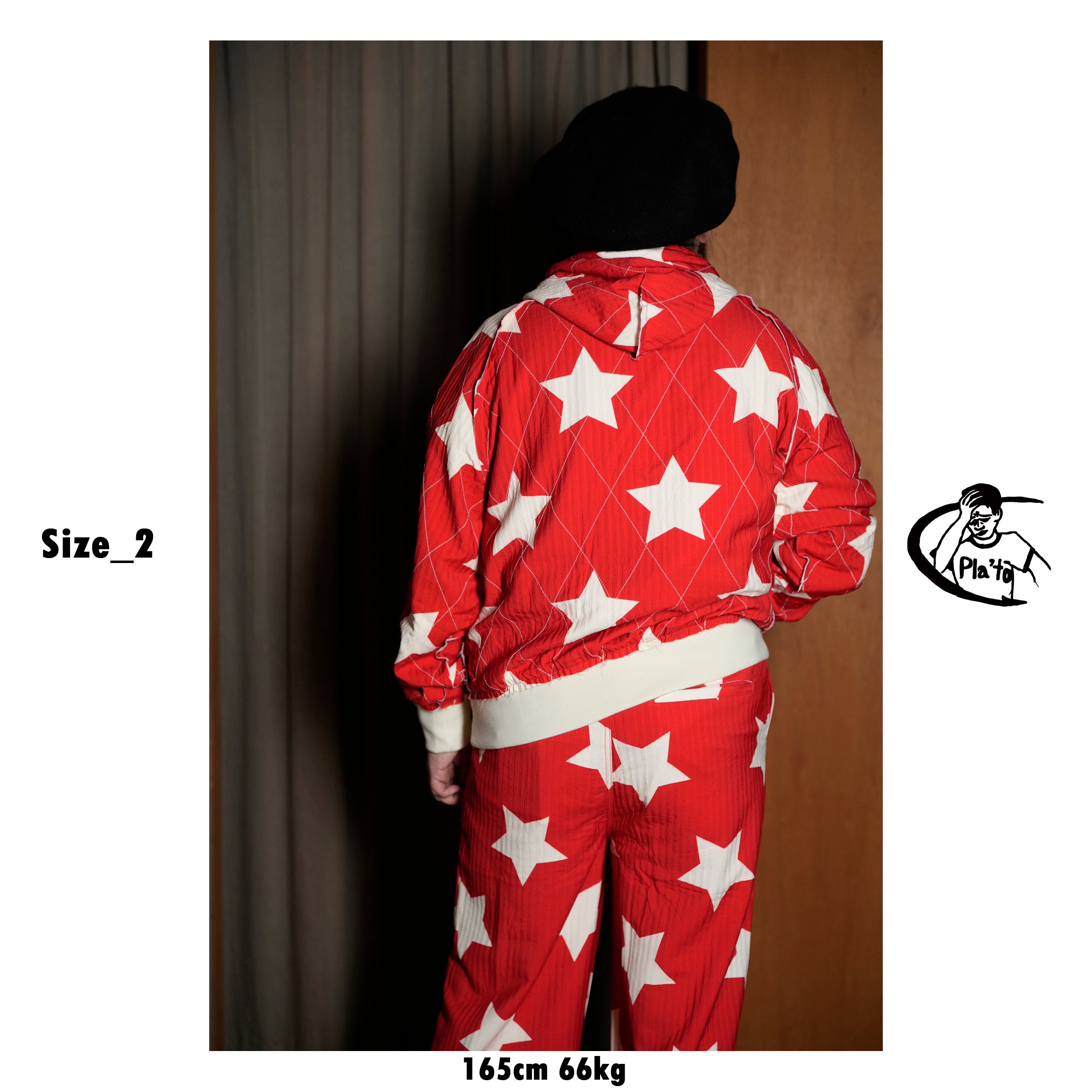 Pla25ssj11_Red | Star zip-up jacket | Color:Red【PLATEAU STUDIO_プラトー スタジオ】【archive】