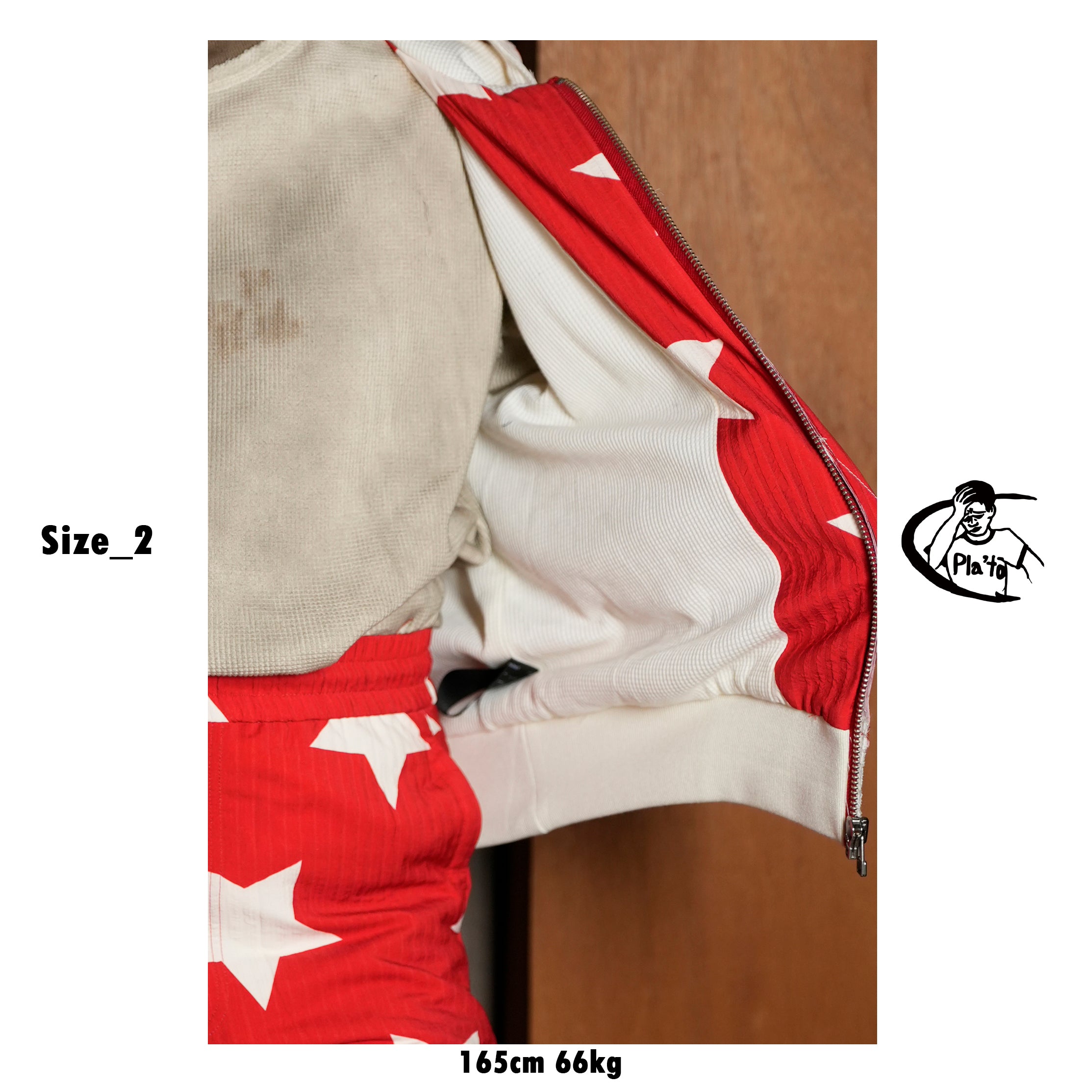 Pla25ssj11_Red | Star zip-up jacket | Color:Red【PLATEAU STUDIO_プラトー スタジオ】【archive】