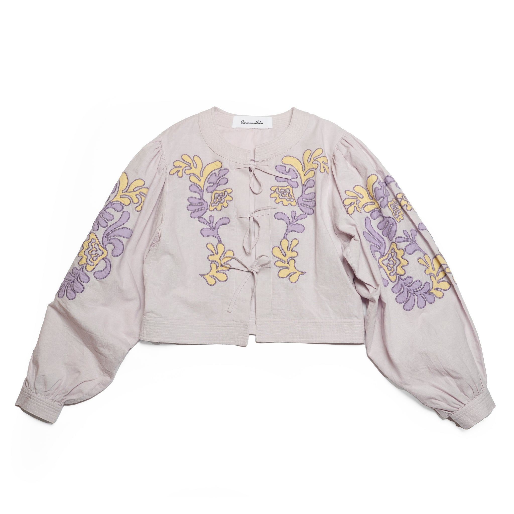 020151SF2_Pink | COTTON LINEN PATCHWORK EMBROIDERY TOP | Color:Pink【SARA MALLIKA_サラマリカ】