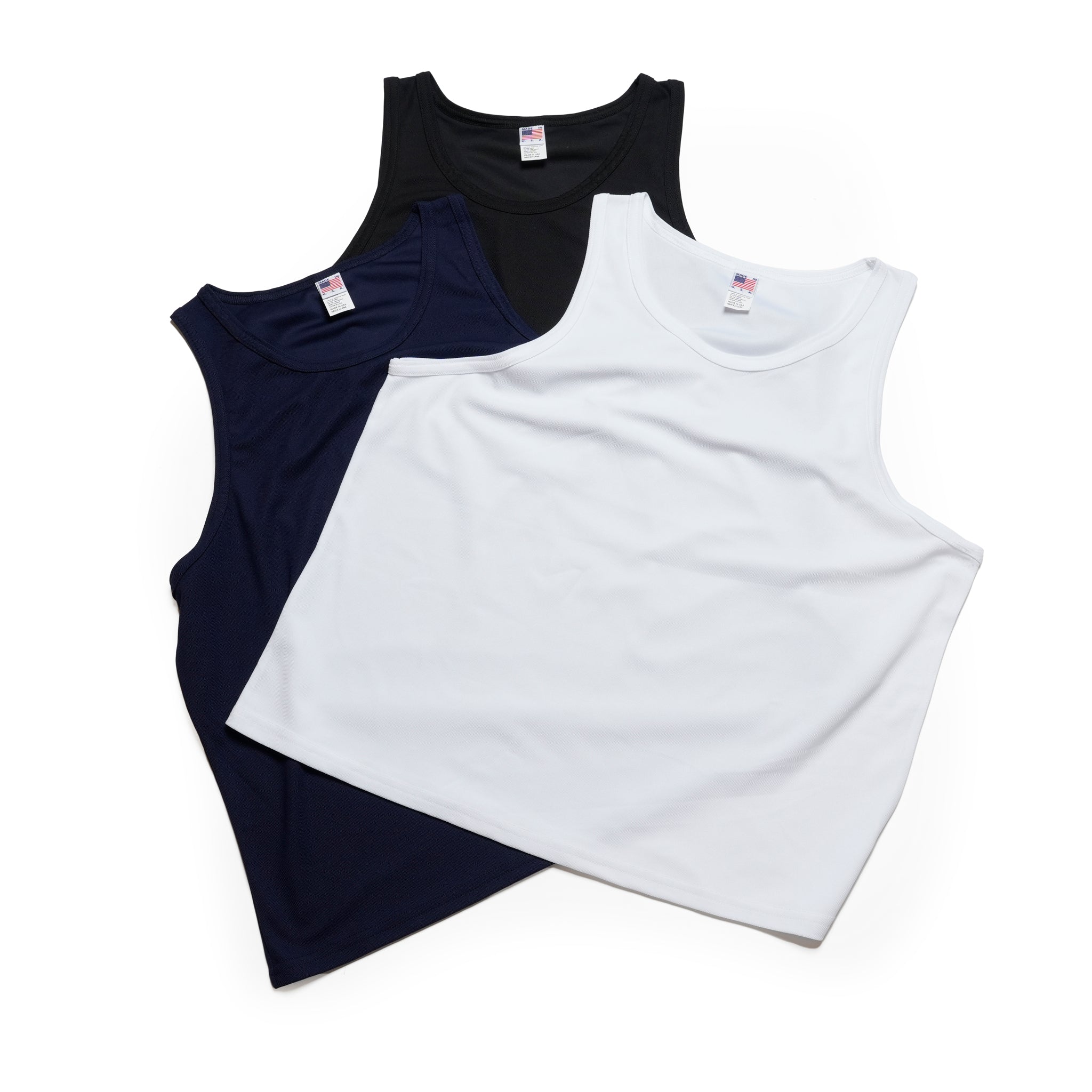 Dry Pique Tank Top 100% Polyester – White / Black / Navy | Size:M / L