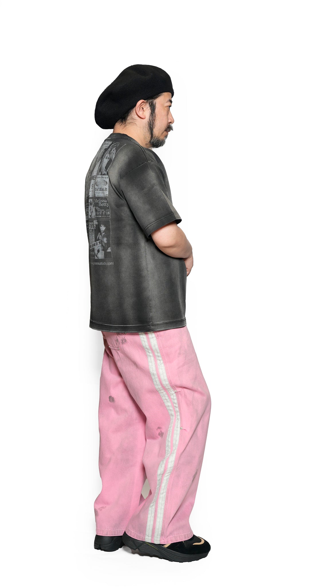 Pla25ssp09_Dirty Pink | Side line dirty pants | Color:Dirty Pink【PLATEAU STUDIO_プラトー スタジオ】【archive】