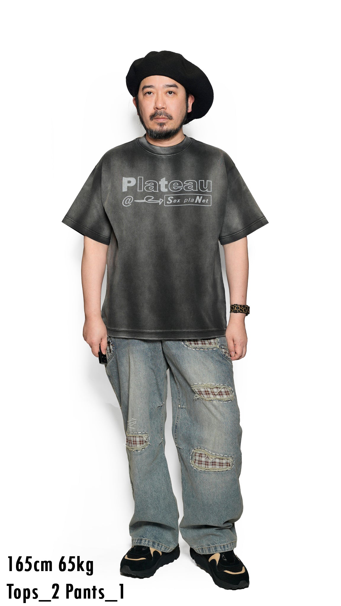 Pla25ssp12_Dirty Denim | Patch denim pants | Color:Dirty Denim【PLATEAU STUDIO_プラトー スタジオ】【archive】