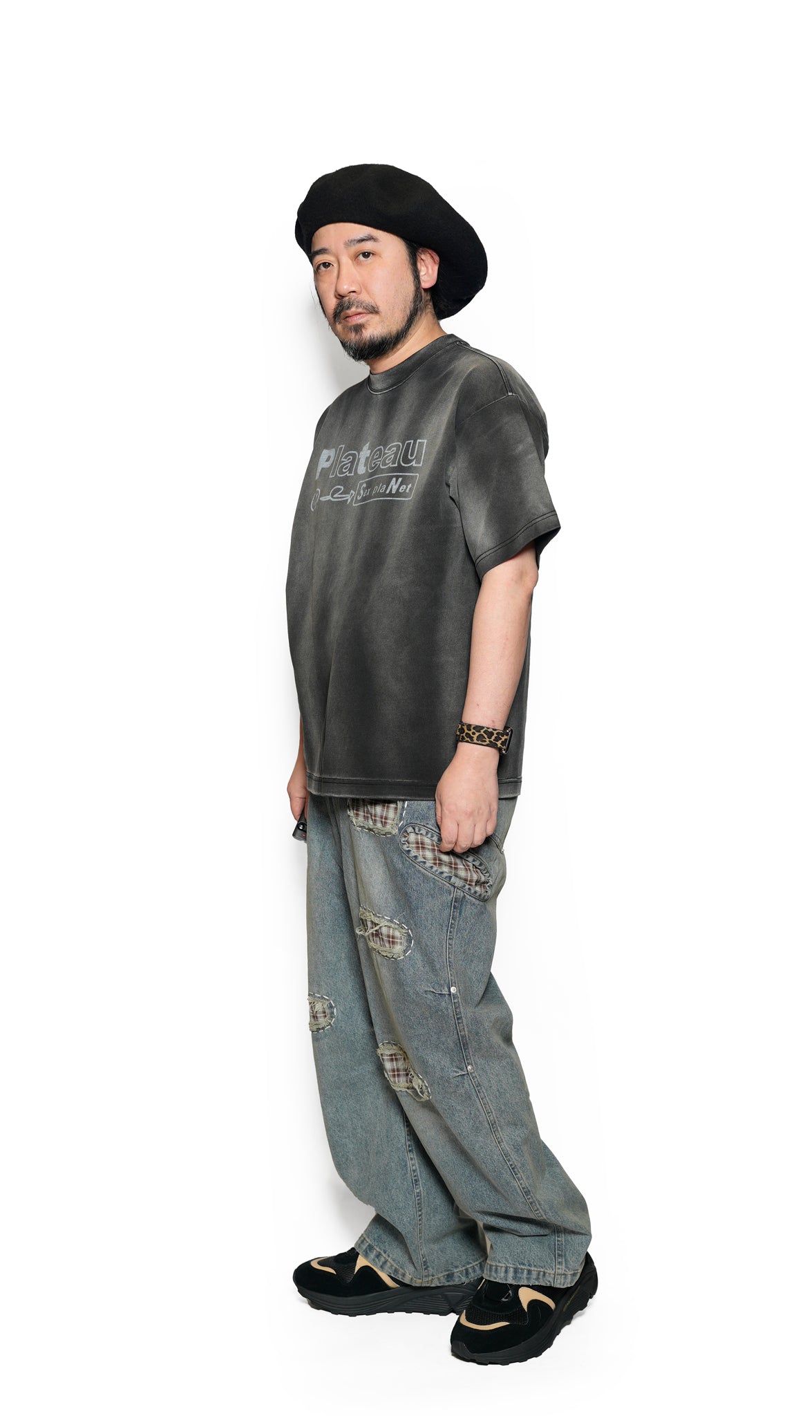 Pla25ssp12_Dirty Denim | Patch denim pants | Color:Dirty Denim【PLATEAU STUDIO_プラトー スタジオ】