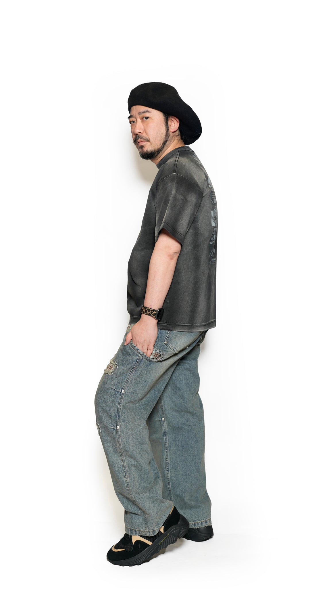 Pla25ssp12_Dirty Denim | Patch denim pants | Color:Dirty Denim【PLATEAU STUDIO_プラトー スタジオ】