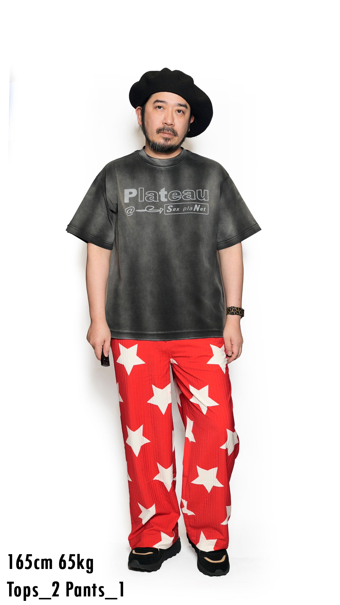 Pla25ssp02_Red | Star pajama pants | Color:Red【PLATEAU STUDIO_プラトー スタジオ】【archive】