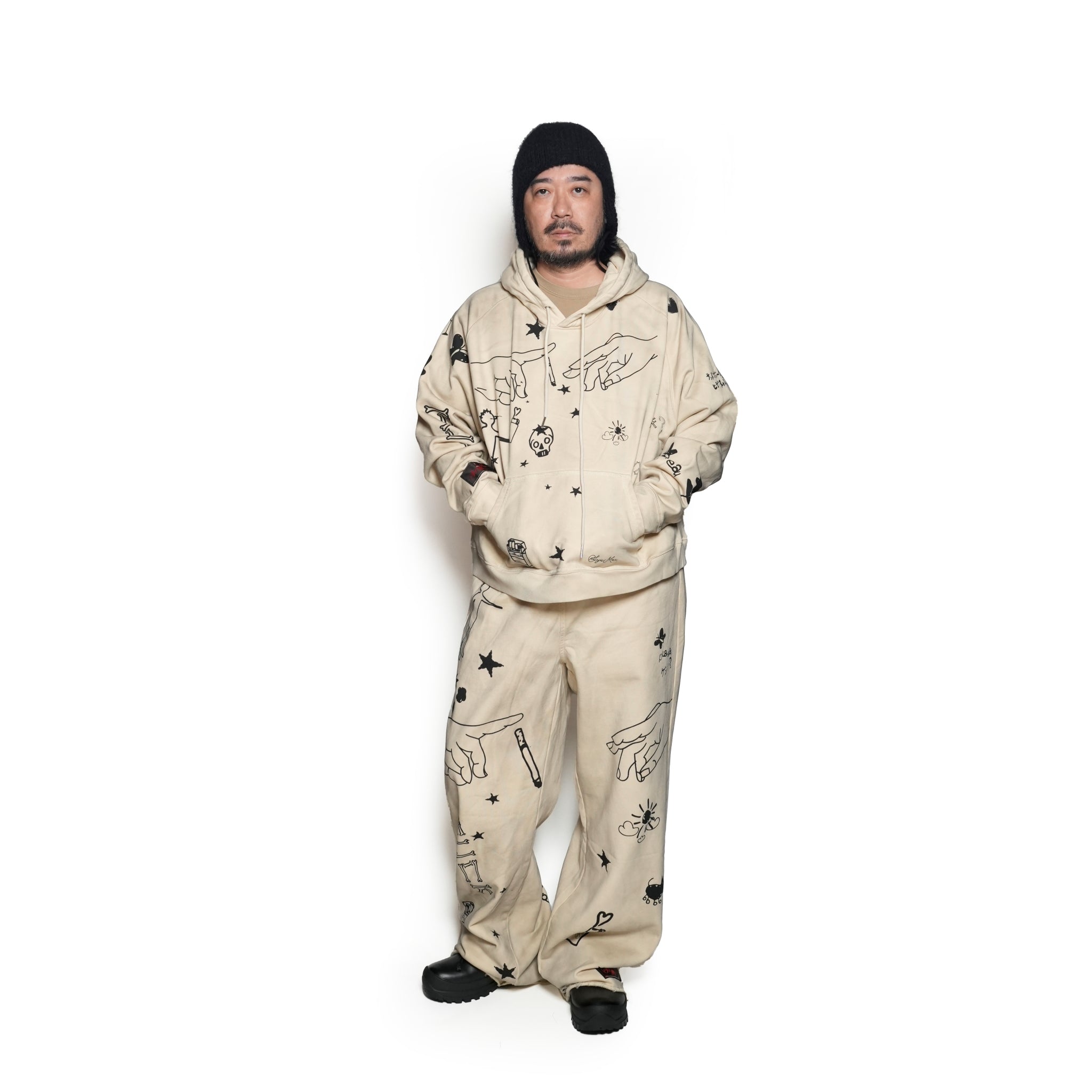 Pla24awcol2-2_dirty beige | x SYU.Man illustrator hoodie | Color:Dirty Beige【PLATEAU STUDIO_プラトー スタジオ】【archive】