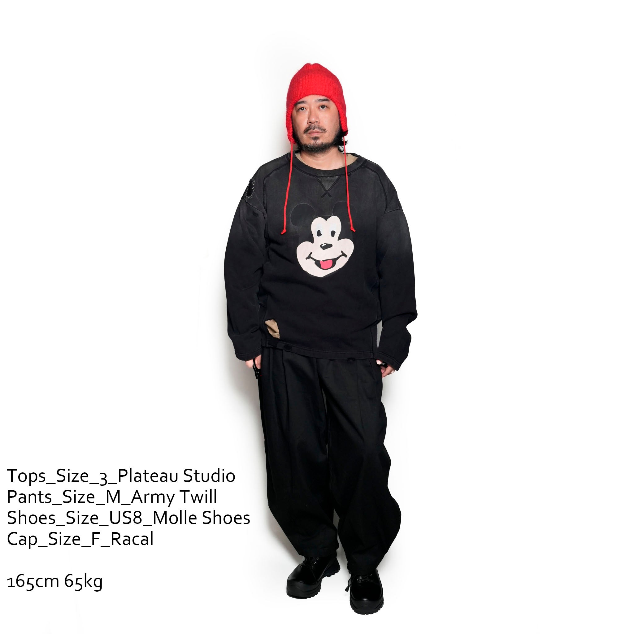 Pla24awt01-1_Washed black | Mickey vitage crewneck | Color:Washed Black【PLATEAU STUDIO_プラトー スタジオ】【archive】