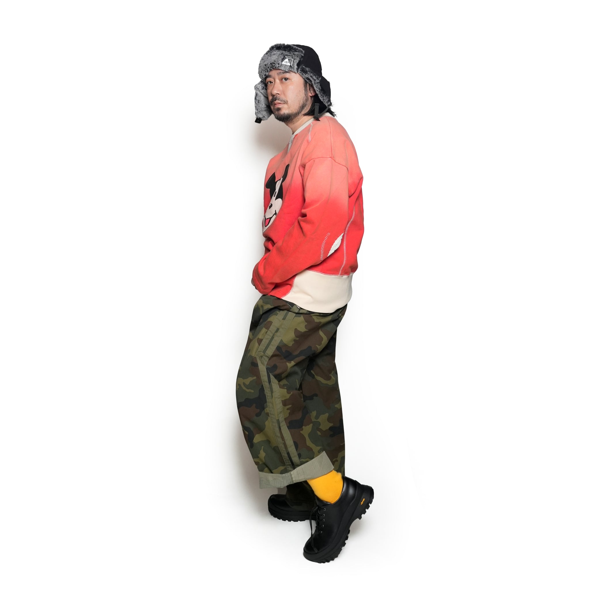 Pla24awt01-2_Washed red | Mickey vitage crewneck | Color:Washed Red【PLATEAU STUDIO_プラトー スタジオ】【archive】