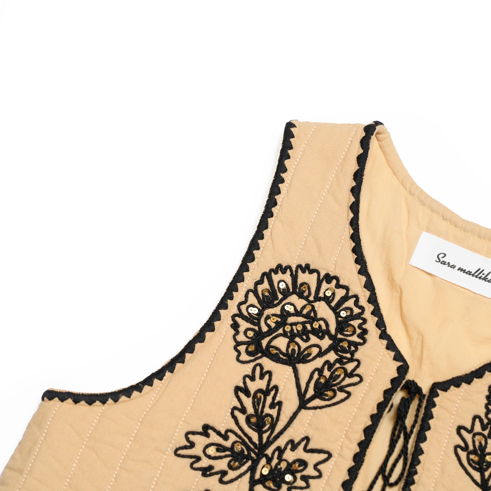 COTTON DORI EMBROIDERY VEST | Color_Beige | No_020952se4_beige【SARA MALLIKA_サラマリカ】