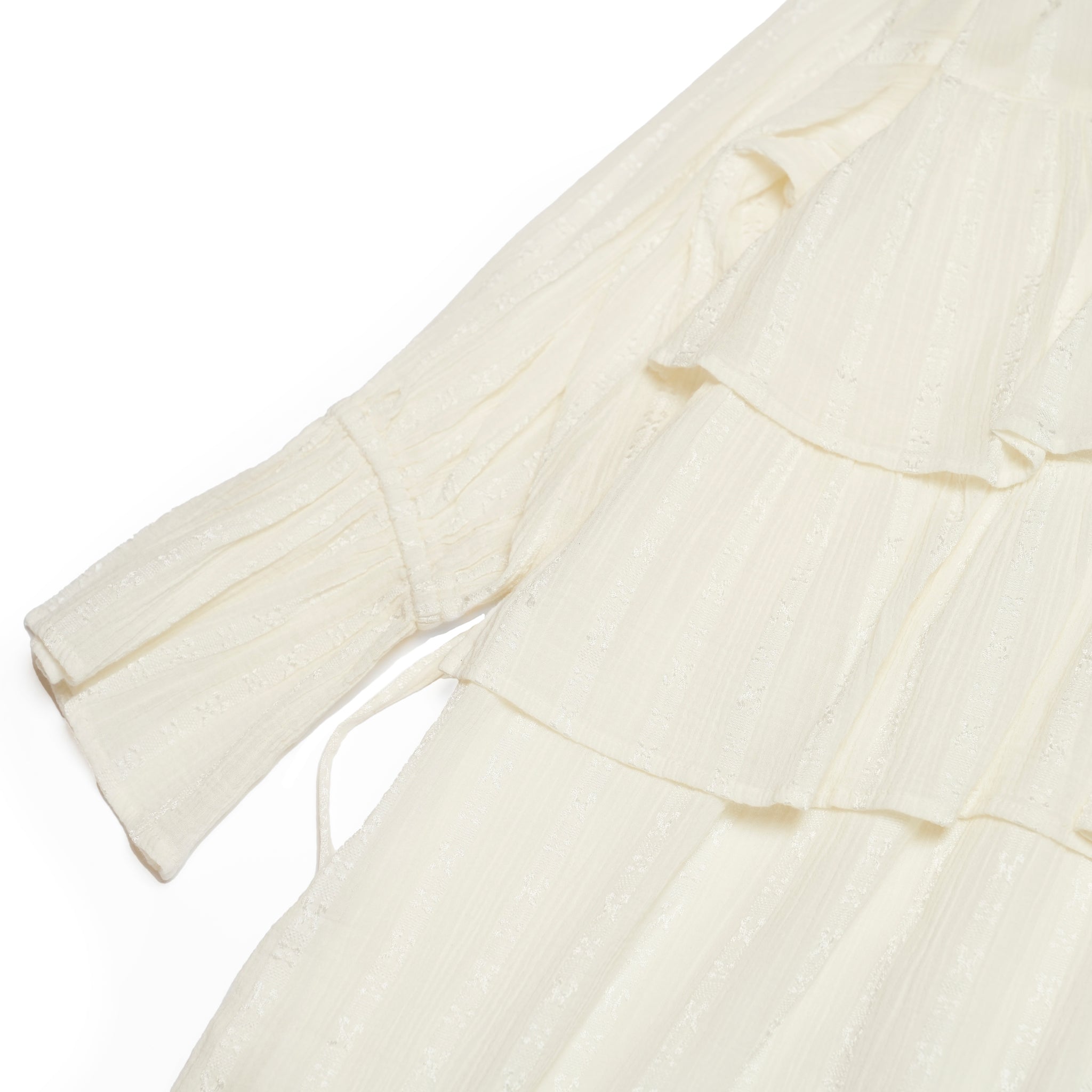 COTTON JACQUARD CORD EMBROIDERY DRESS – Ecru | SARAMALLIKA