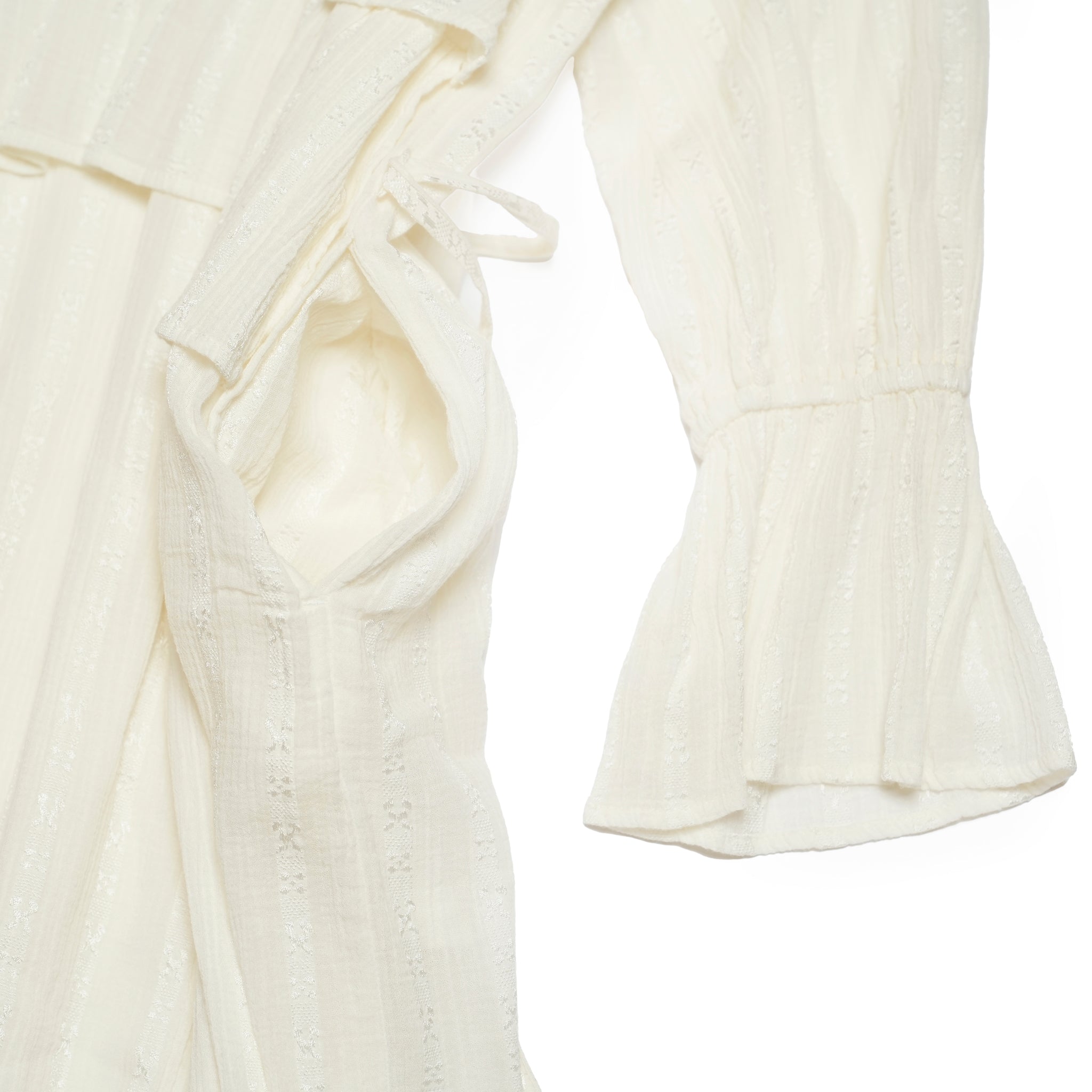 COTTON JACQUARD CORD EMBROIDERY DRESS – Ecru | SARAMALLIKA