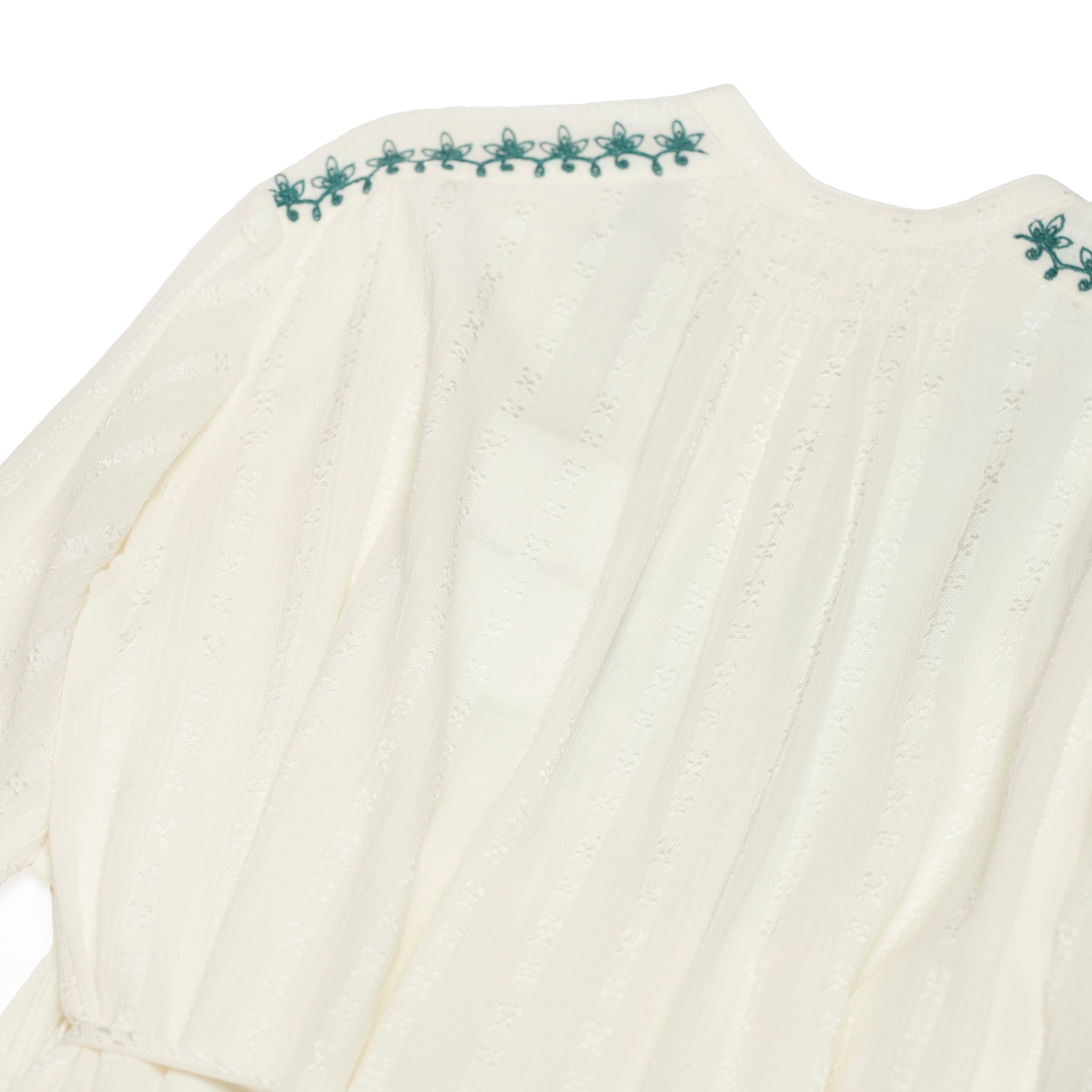COTTON JACQUARD CORD EMBROIDERY DRESS – Ecru | SARAMALLIKA