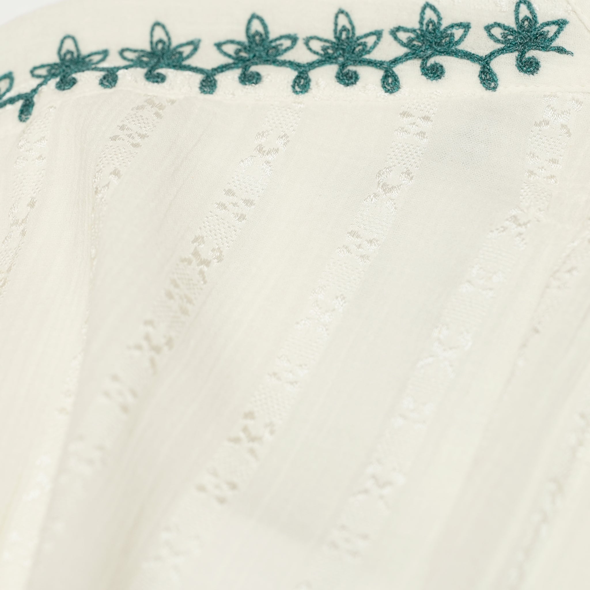 COTTON JACQUARD CORD EMBROIDERY DRESS – Ecru | SARAMALLIKA