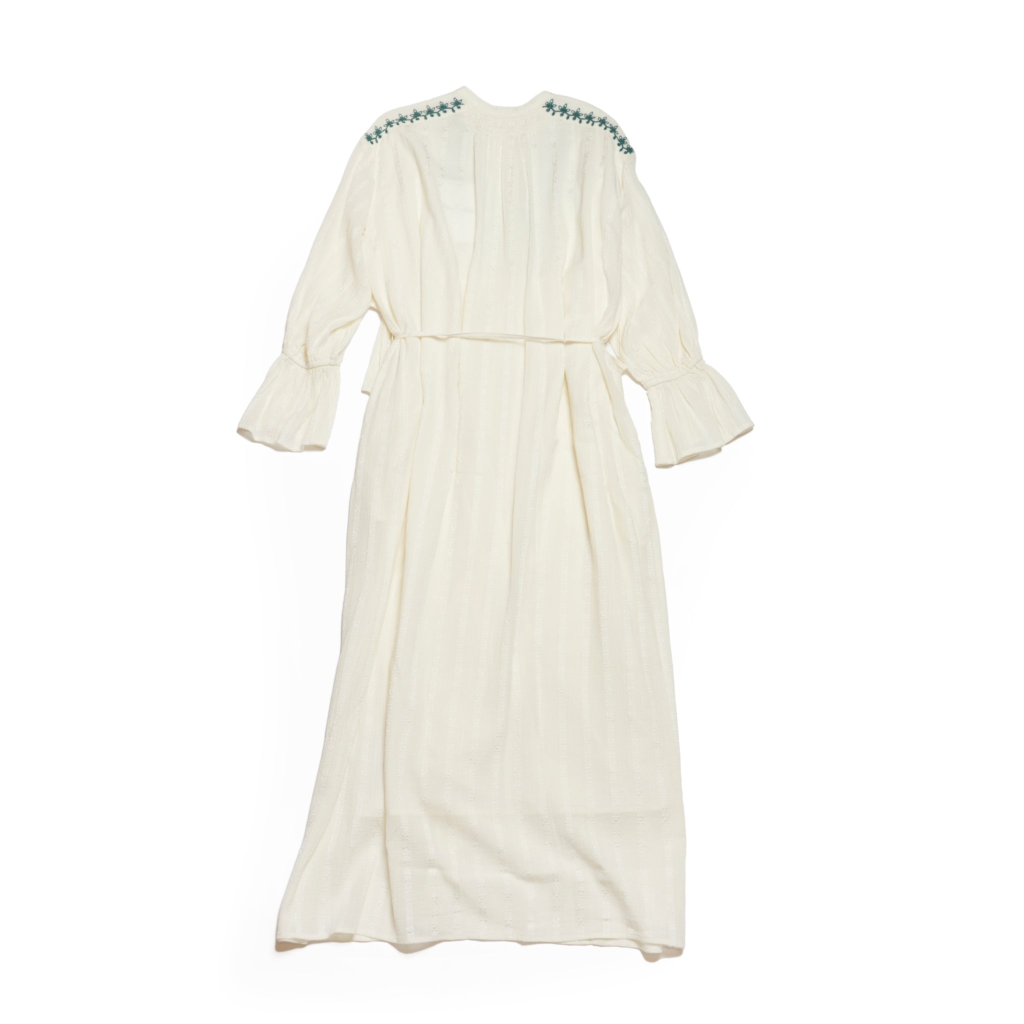 COTTON JACQUARD CORD EMBROIDERY DRESS – Ecru | SARAMALLIKA