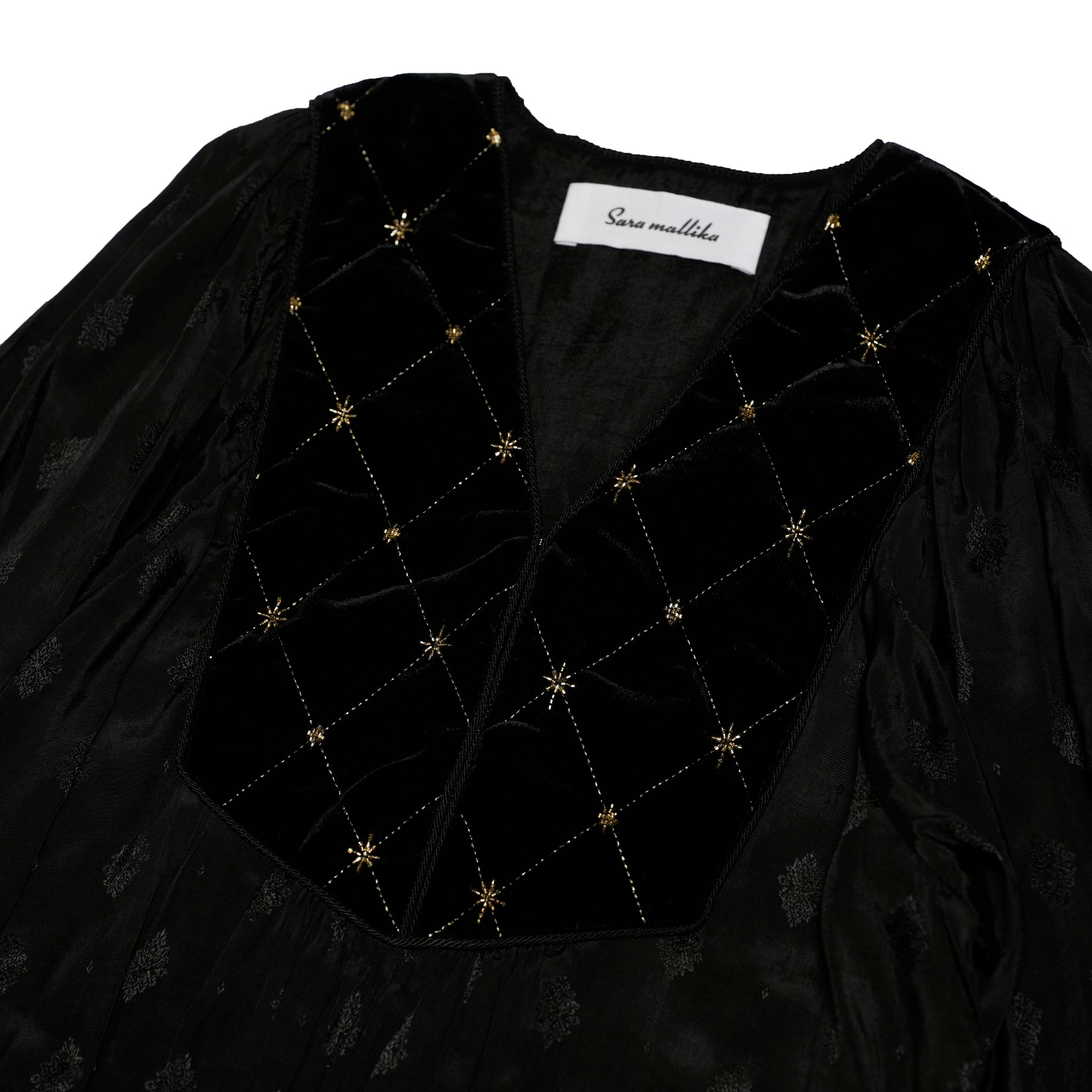 VELVET BEADS EMBROIDERY DRESS | Color_Black | No_020452sn4_black【SARA MALLIKA_サラマリカ】