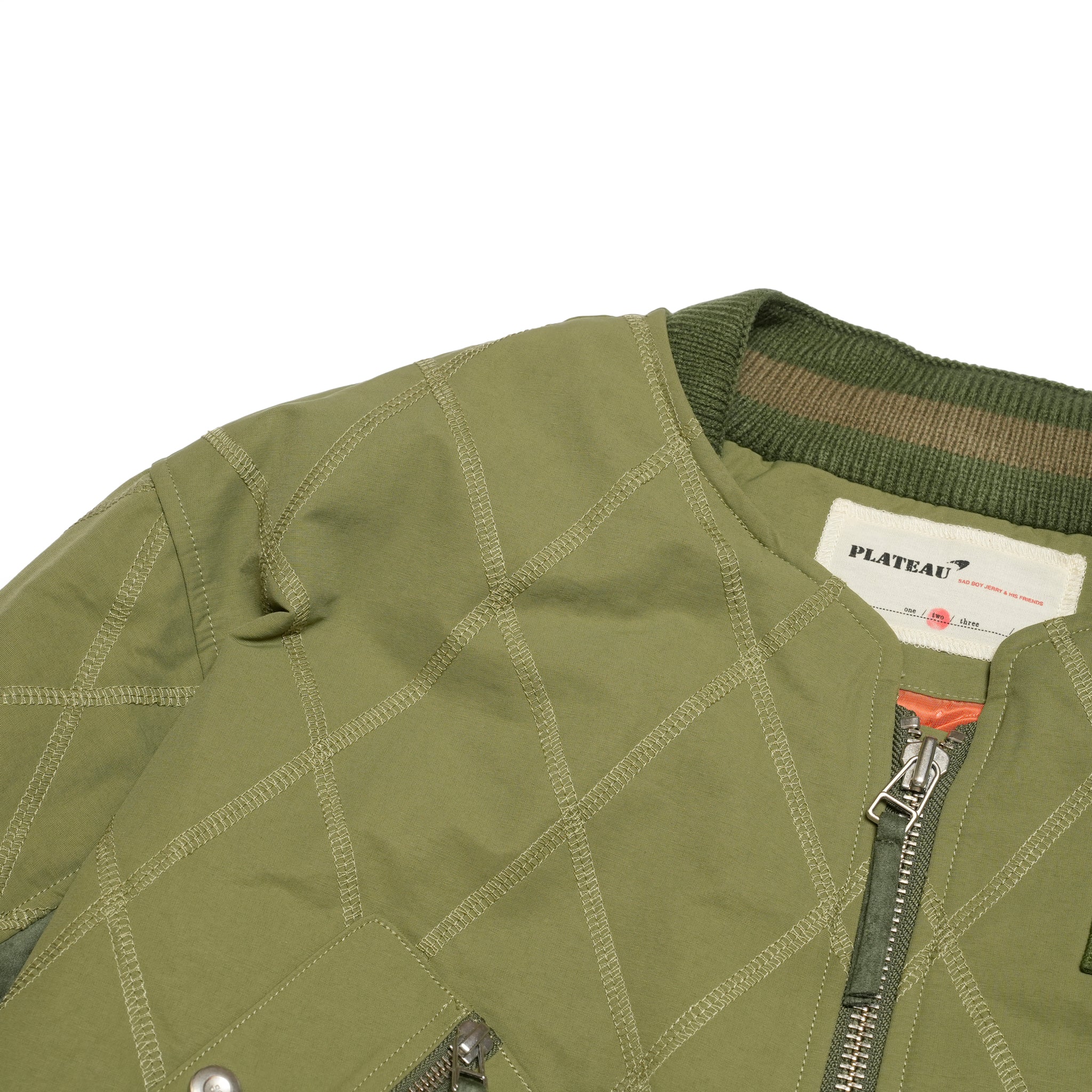 Stripe rib flight jacket | Color_Olive | No_pla25awj09-2_olive【PLATEAU STUDIO_プラトー スタジオ】