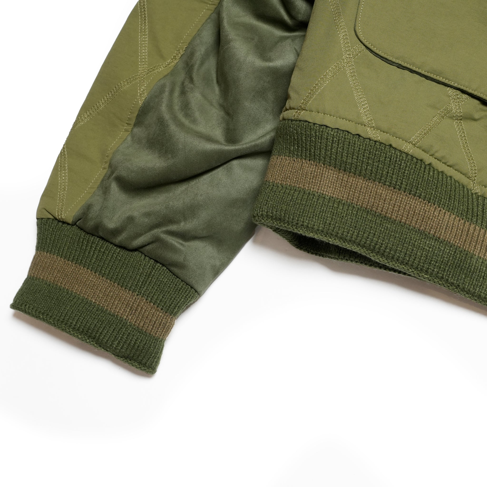 Stripe rib flight jacket | Color_Olive | No_pla25awj09-2_olive【PLATEAU STUDIO_プラトー スタジオ】