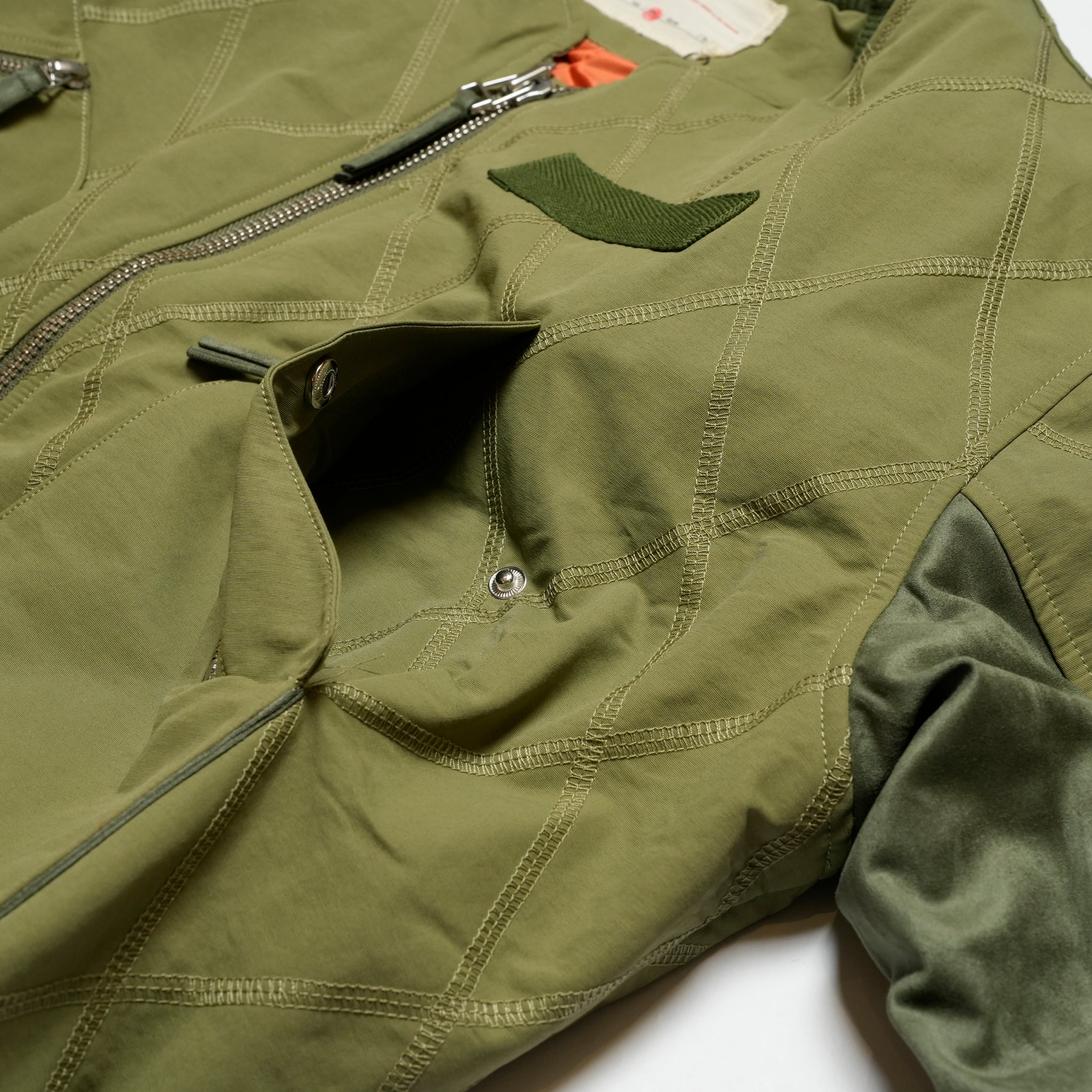 Stripe rib flight jacket | Color_Olive | No_pla25awj09-2_olive【PLATEAU STUDIO_プラトー スタジオ】