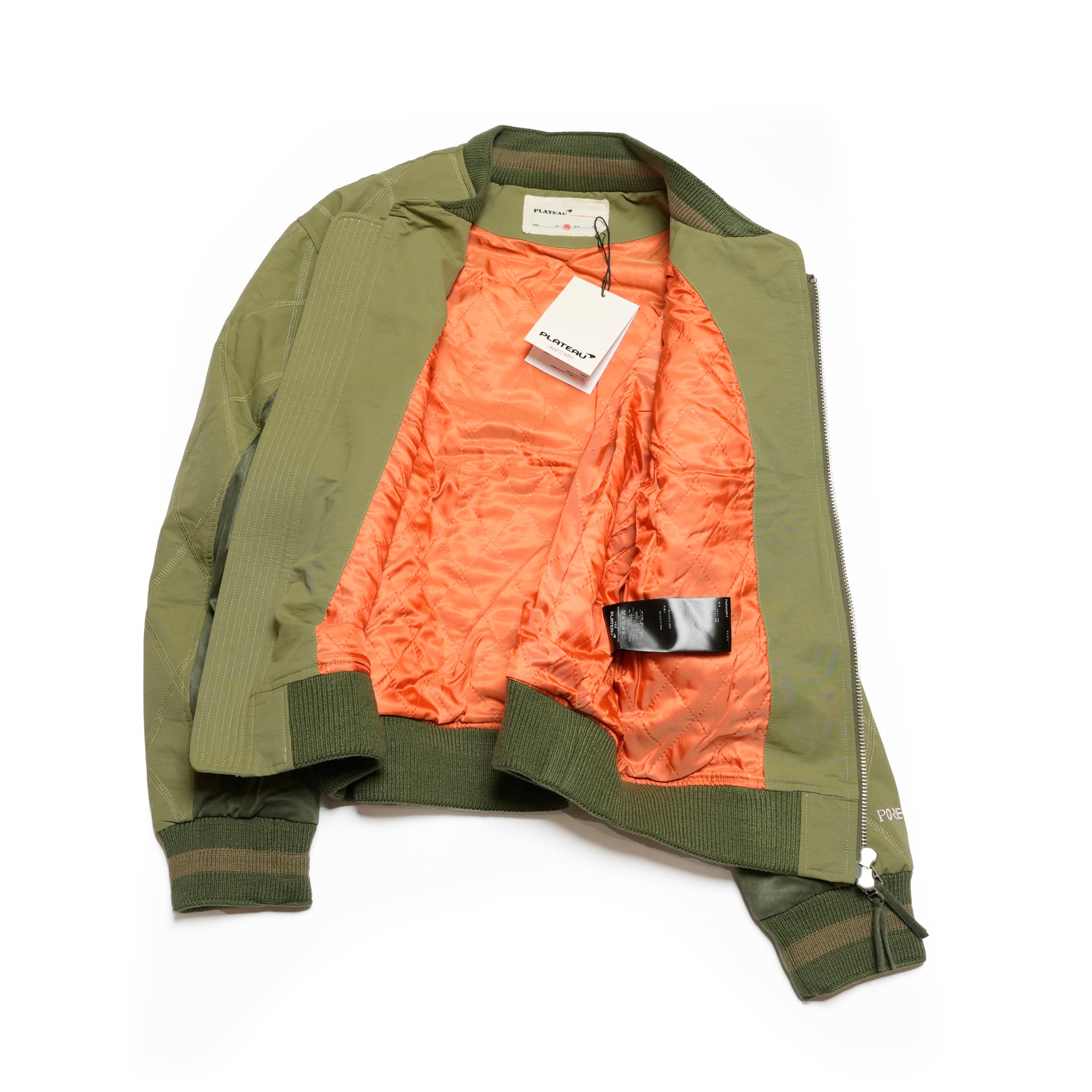 Stripe rib flight jacket | Color_Olive | No_pla25awj09-2_olive【PLATEAU STUDIO_プラトー スタジオ】