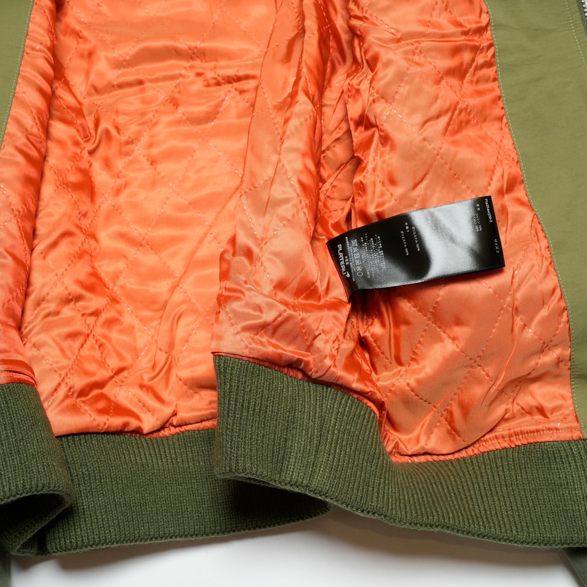 Stripe rib flight jacket | Color_Olive | No_pla25awj09-2_olive【PLATEAU STUDIO_プラトー スタジオ】