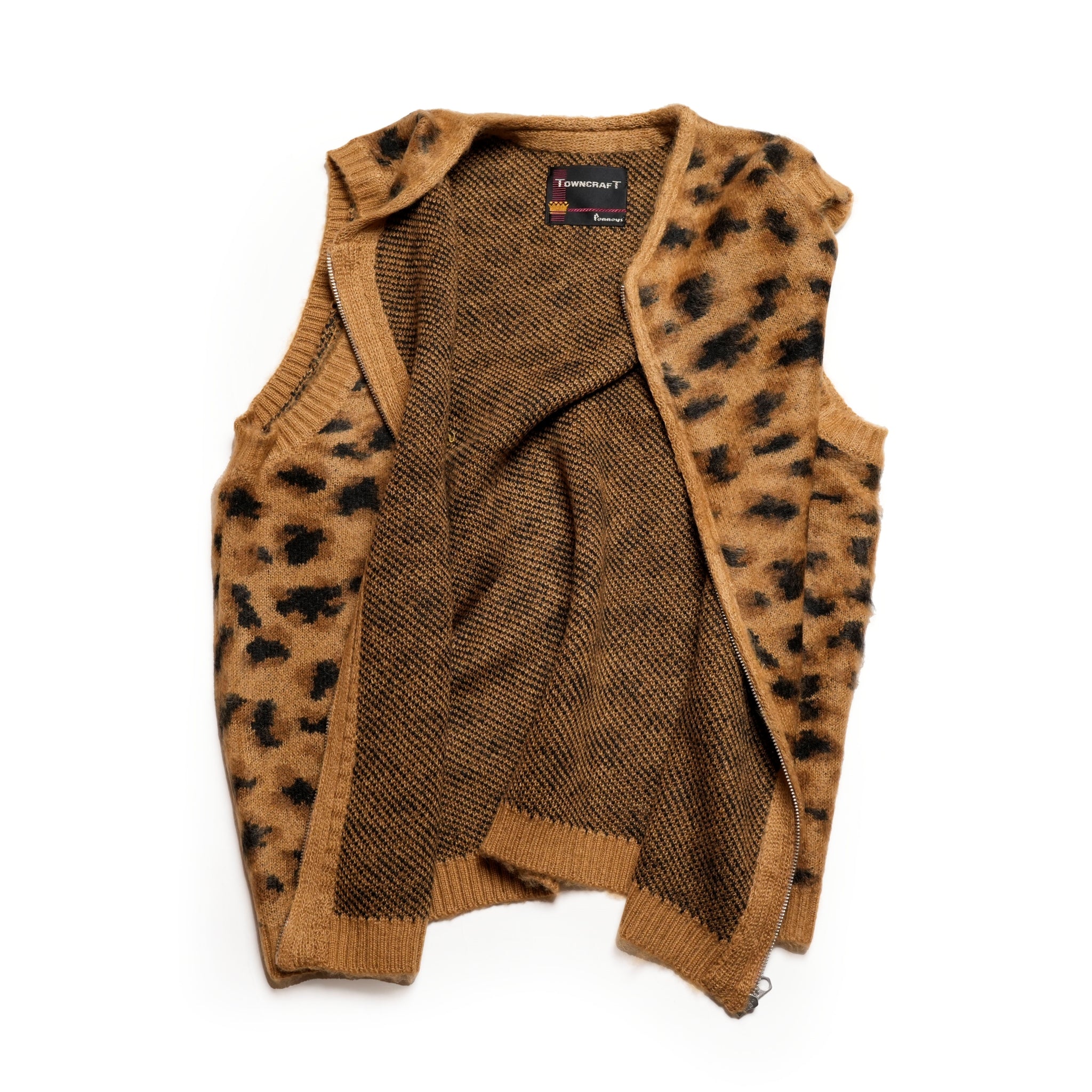 Shaggy Vintage Pattern Zip Vest – Leopard | TOWNCRAFT