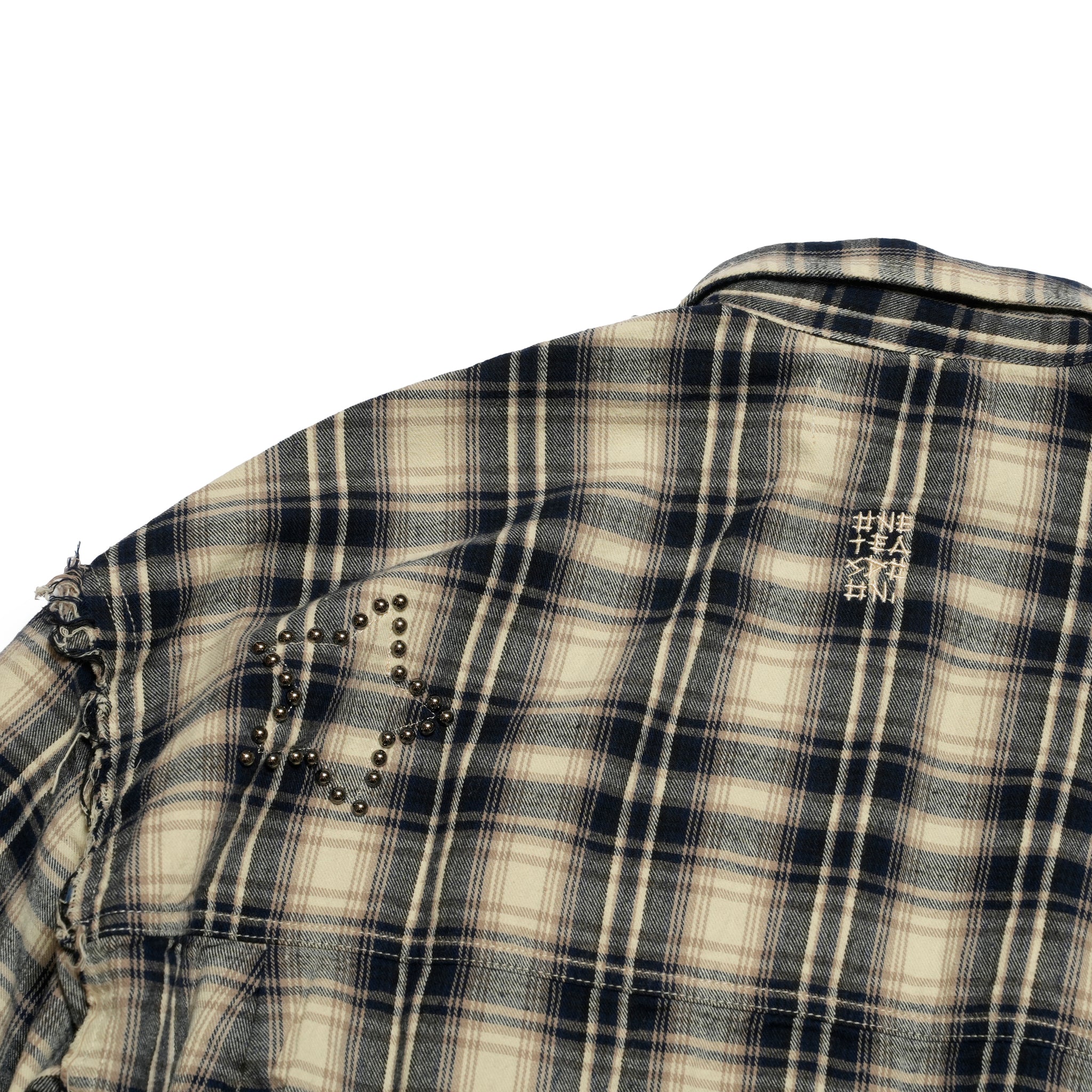 FLANNEL STAR STUDDED SHIRT | Color_Cream Blue Check | No_26977_cream blue check【ONE TEASPOON_ワンティースプーン】