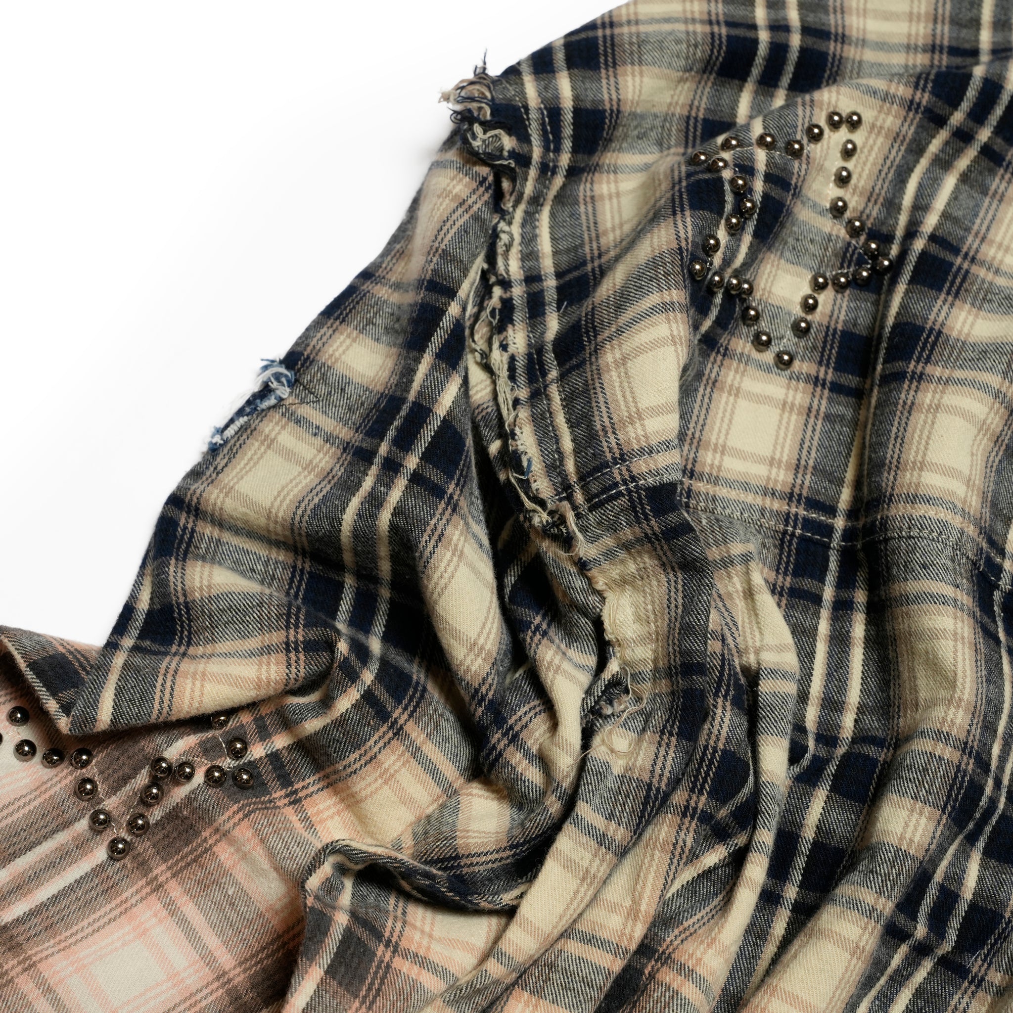 FLANNEL STAR STUDDED SHIRT | Color_Cream Blue Check | No_26977_cream blue check【ONE TEASPOON_ワンティースプーン】